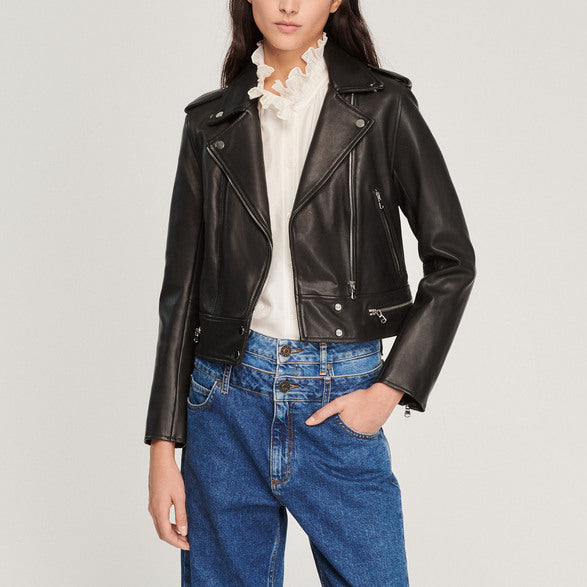 Blouson en cuir Sandro seconde main