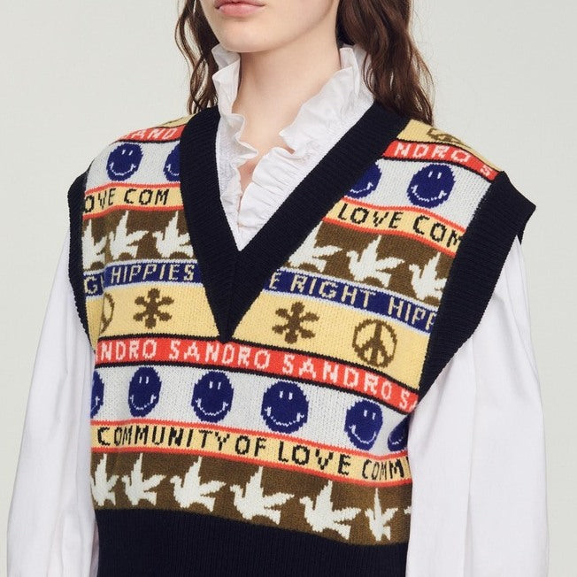 Pull sans manches à motifs Sandro seconde main