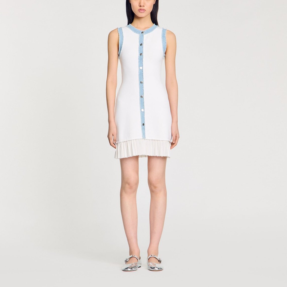 Robe courte en maille à volant Sandro seconde main