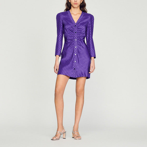 Robe courte froncé jacquard à motifs Sandro seconde main