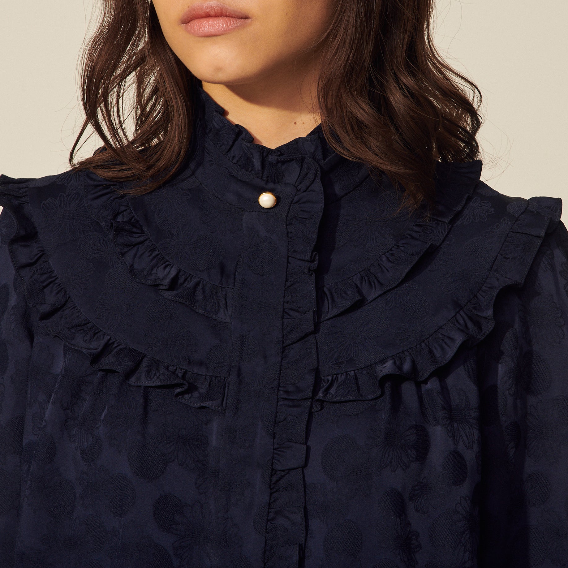 Robe courte en jacquard marguerites Sandro seconde main