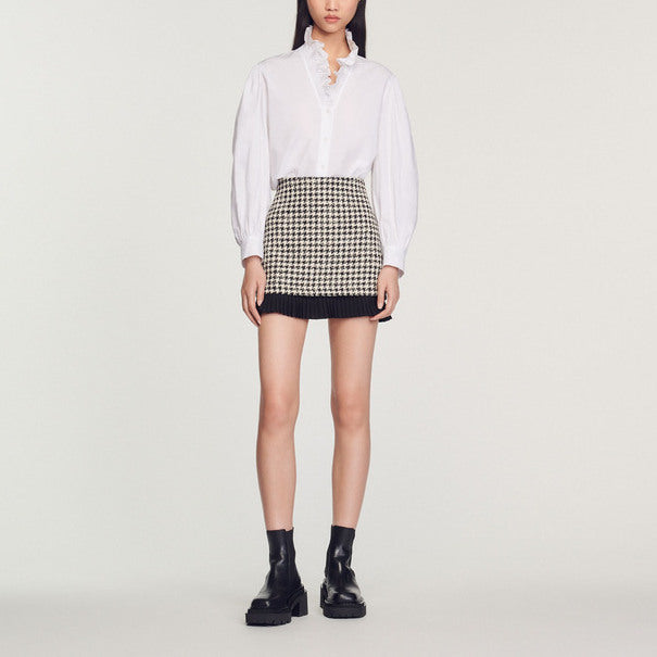 Jupe courte en tweed pied de poule Sandro seconde main