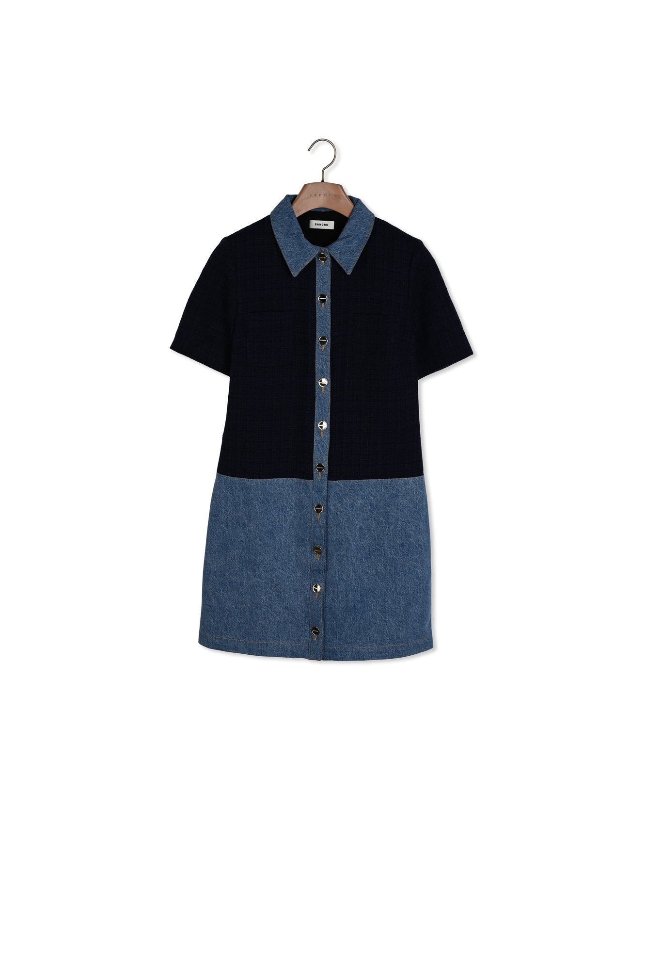 Robe courte en tweed et denim Sandro seconde main