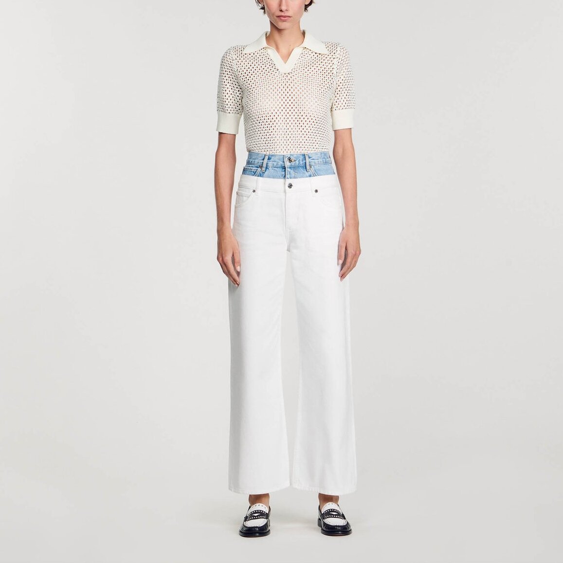 Jean double ceinture bicolore Sandro seconde main