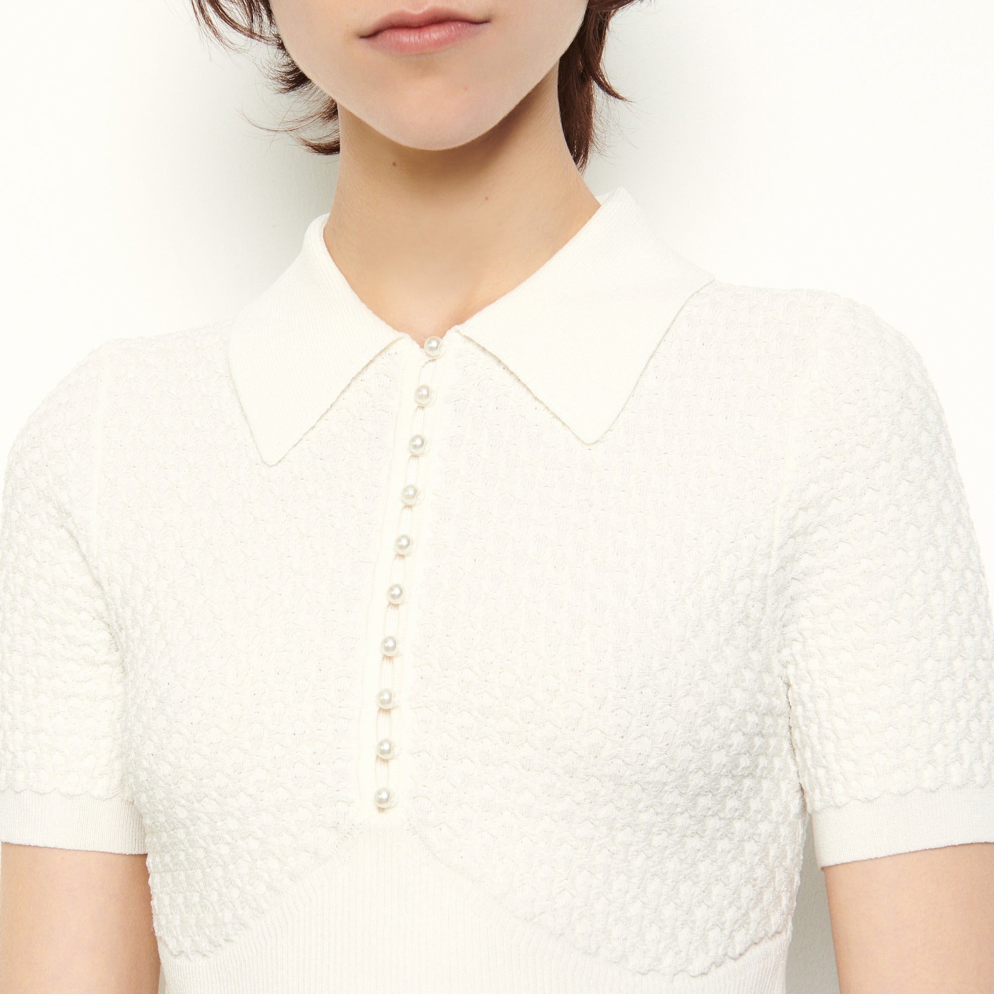 Pull façon polo en pointelle Sandro seconde main