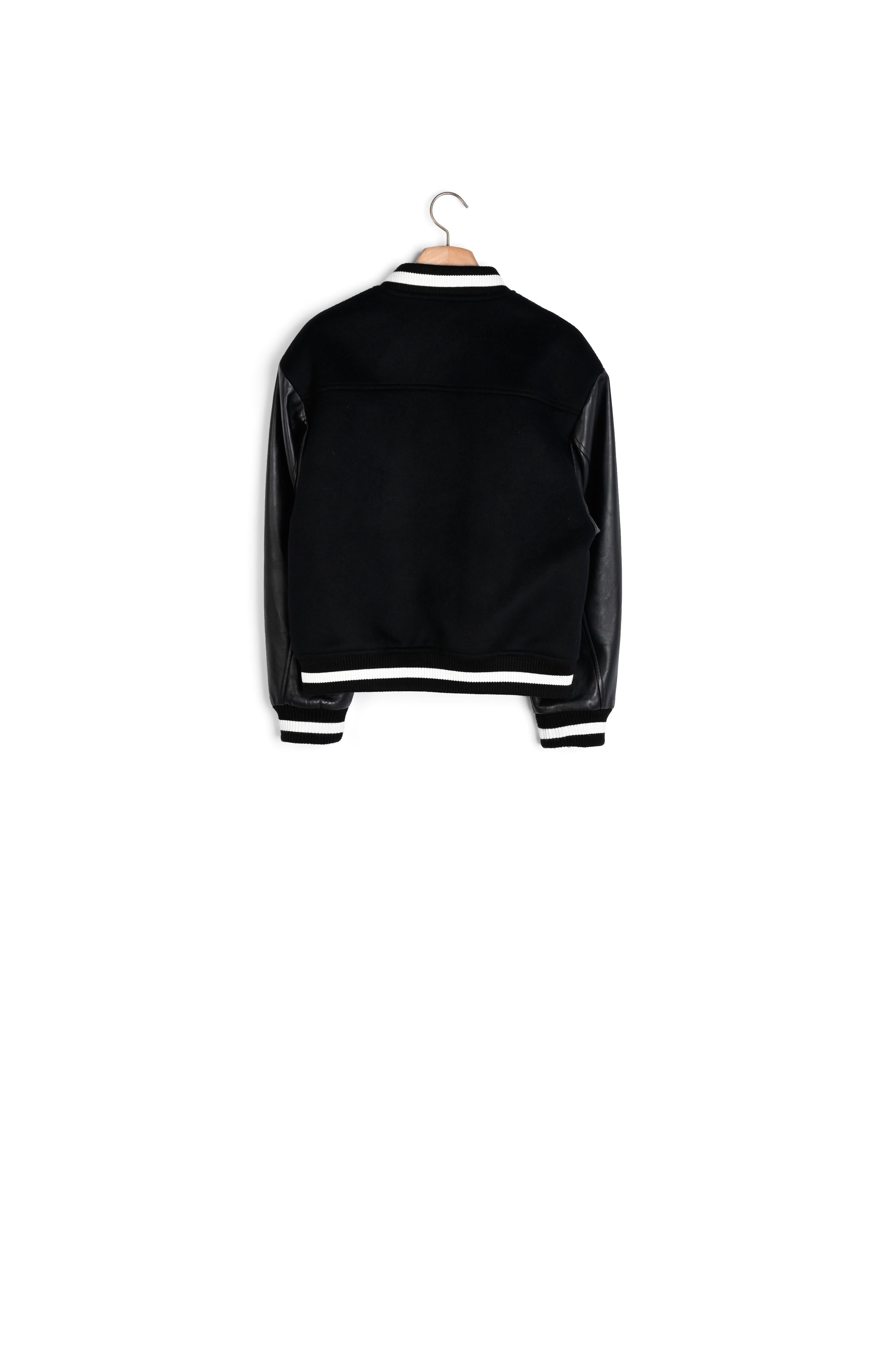 Blouson teddy en laine et cuir Sandro seconde main