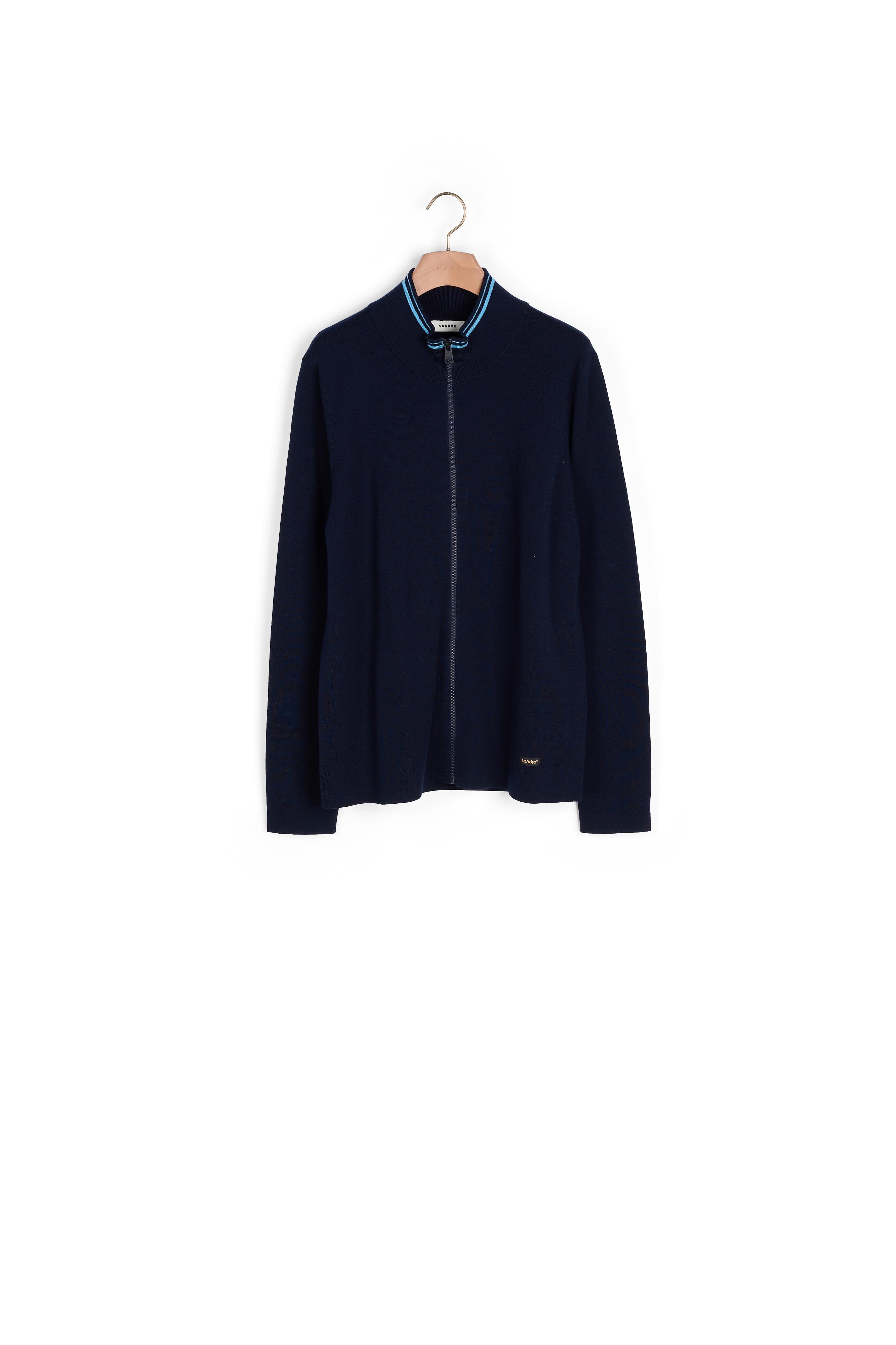 Cardigan zippé à col rayé Sandro seconde main