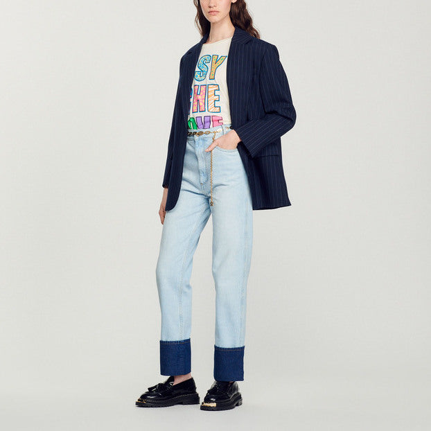 Jean délavé à revers contrasté Sandro seconde main