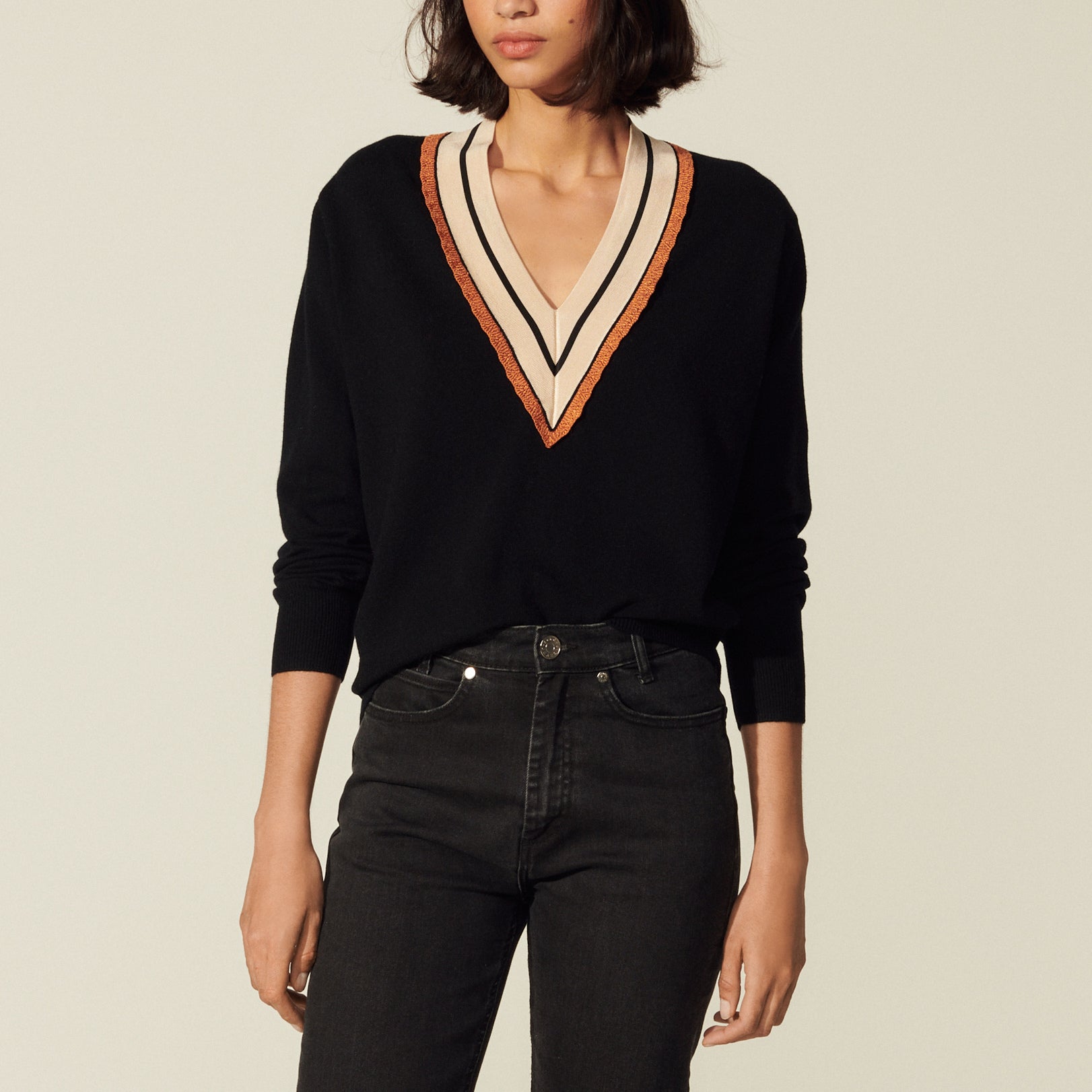 Pull à encolure rayée Sandro seconde main