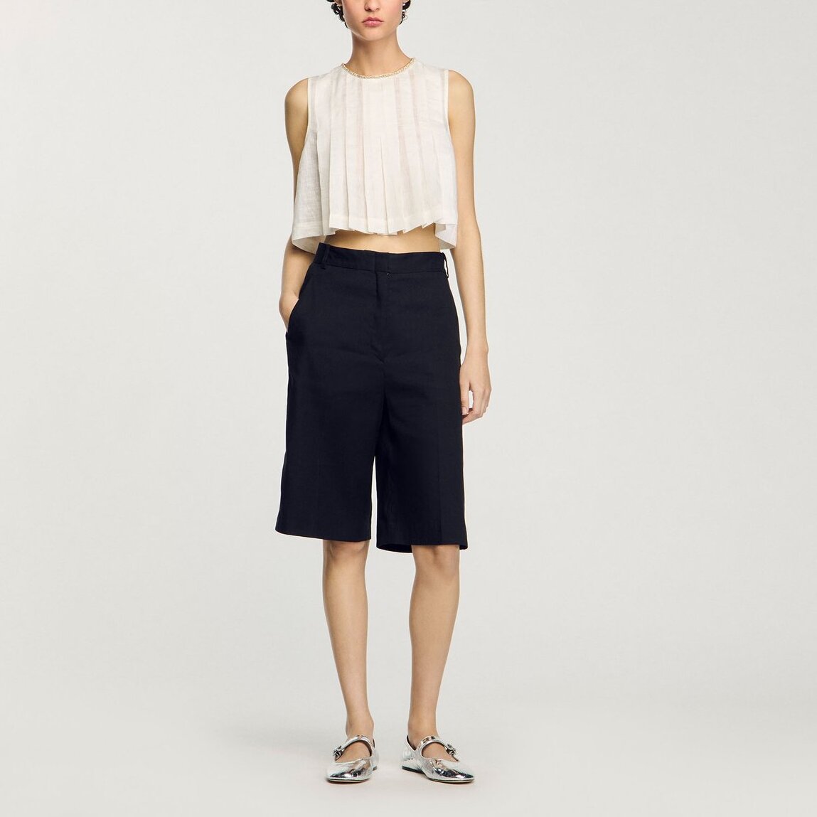 Bermuda en lin mélangé Sandro seconde main