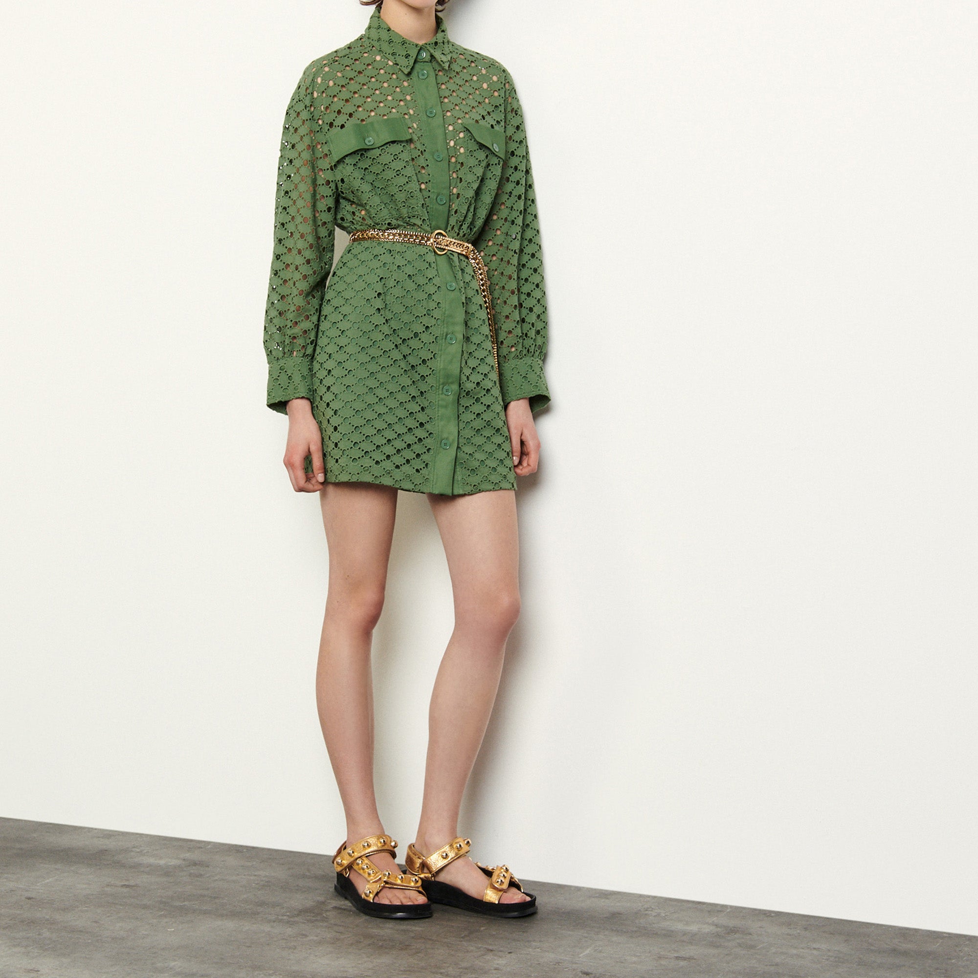 Robe Chemise en broderie anglaise Sandro seconde main