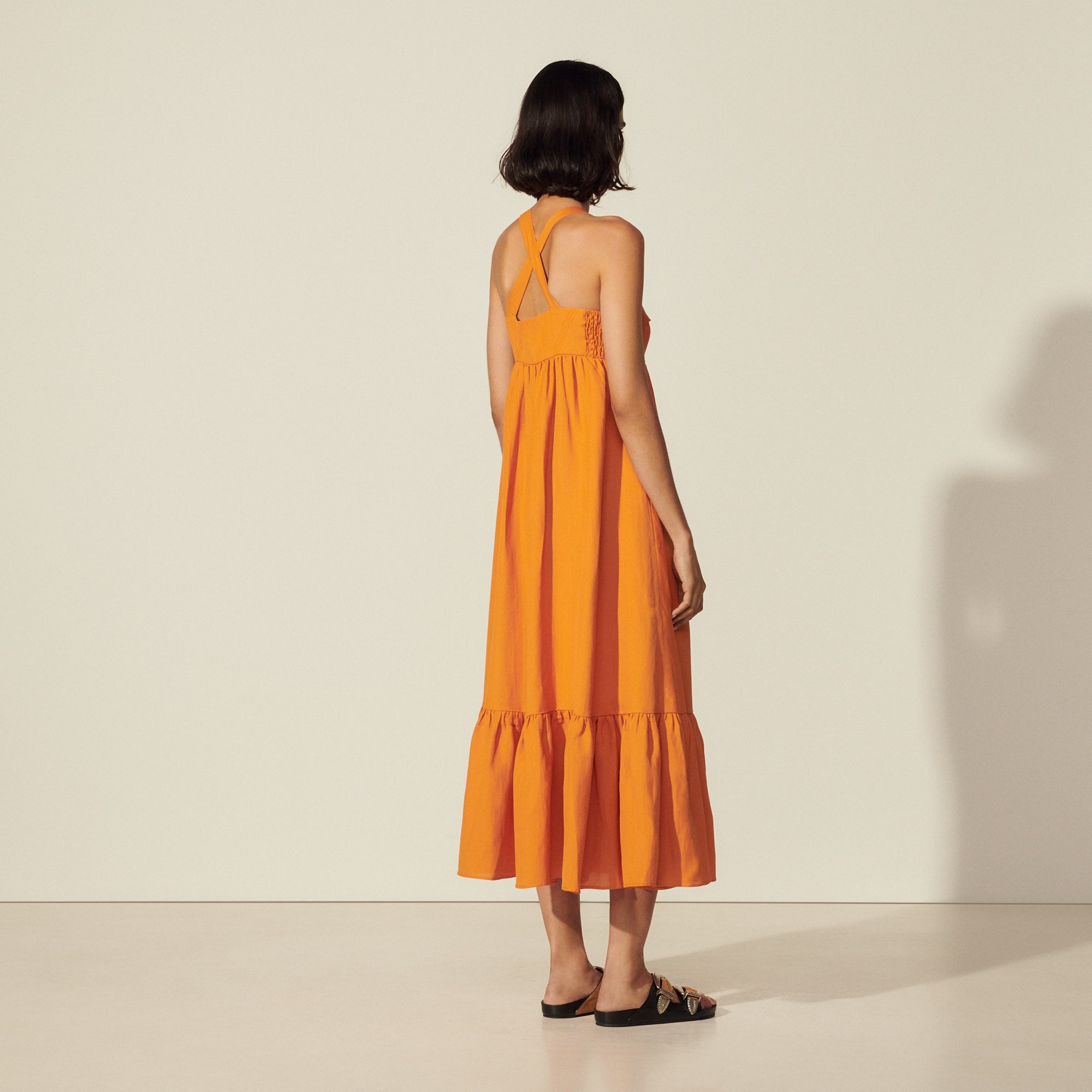 Robe longue boutonnée à bretelles Sandro seconde main