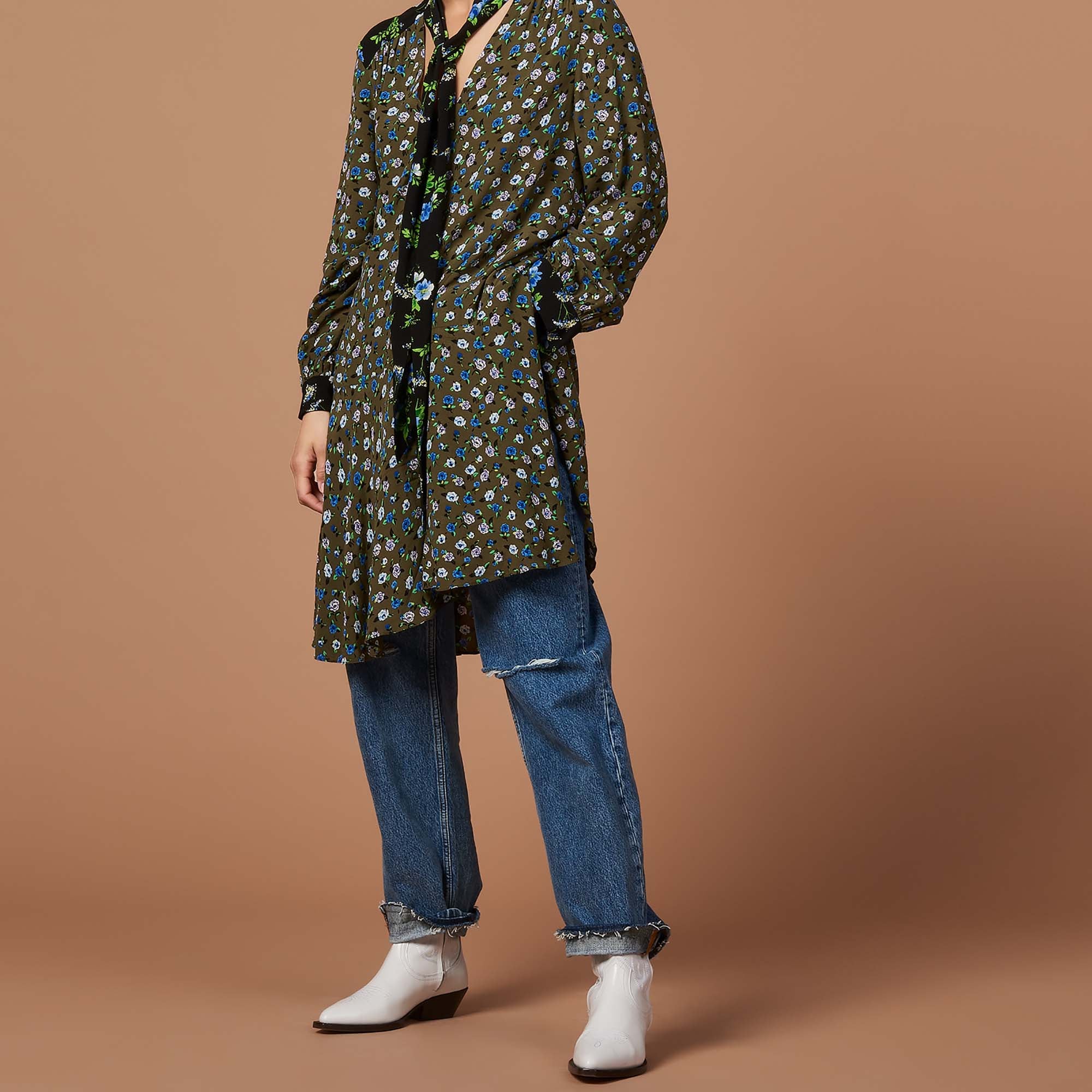 Robe courte imprimée à col lavallière Sandro seconde main