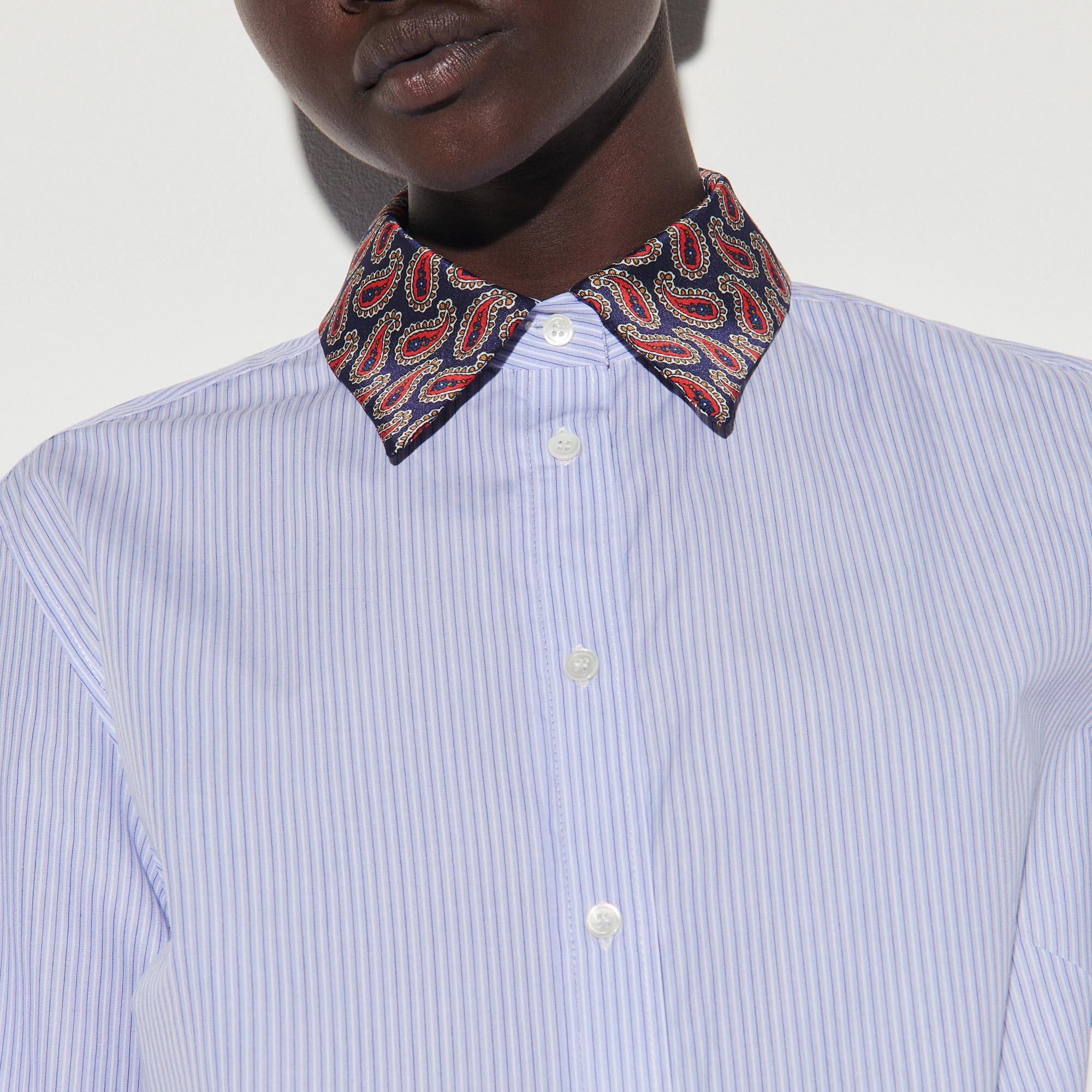 Chemise rayée et col imprimé Sandro seconde main