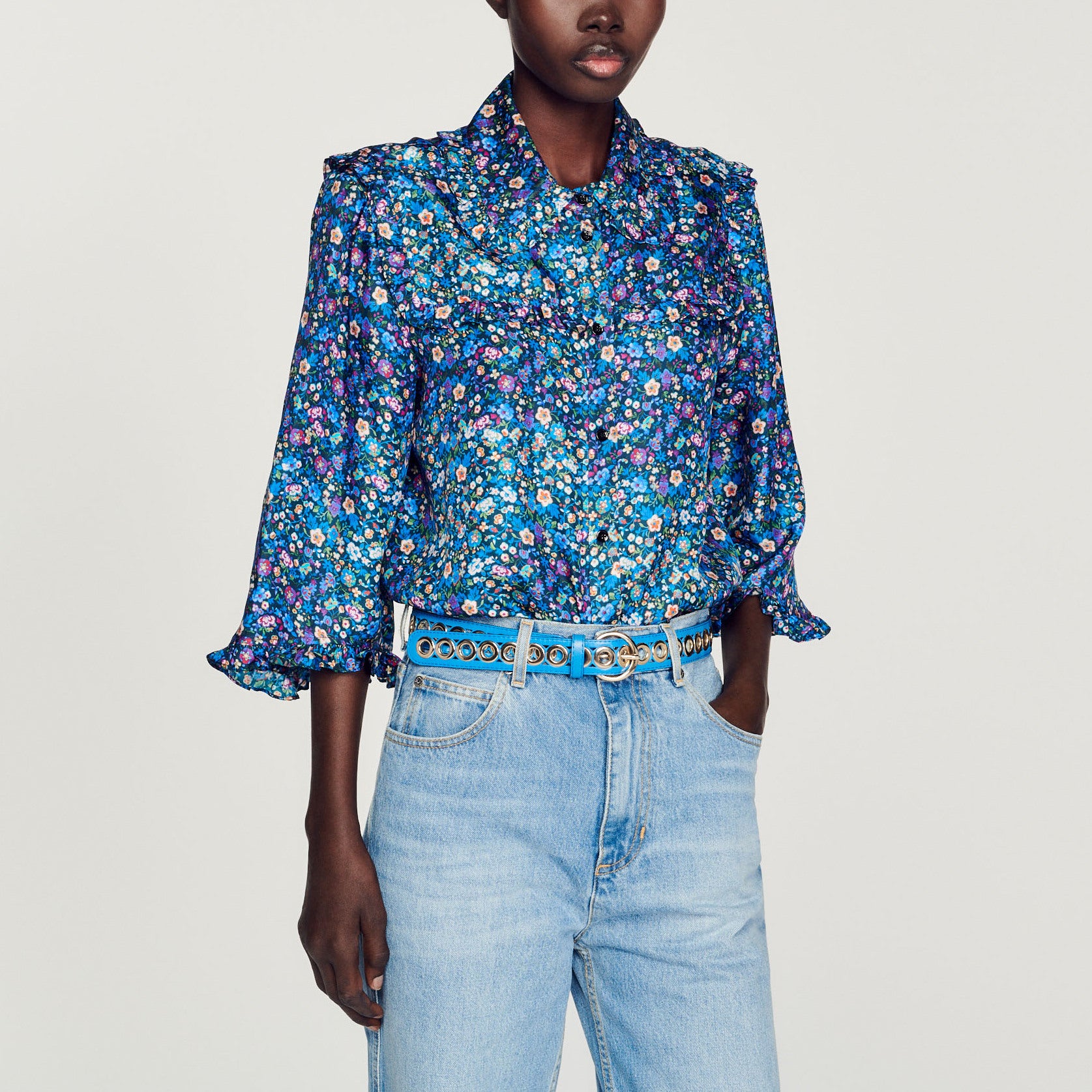 Chemise en soie imprimé fleuri Sandro seconde main