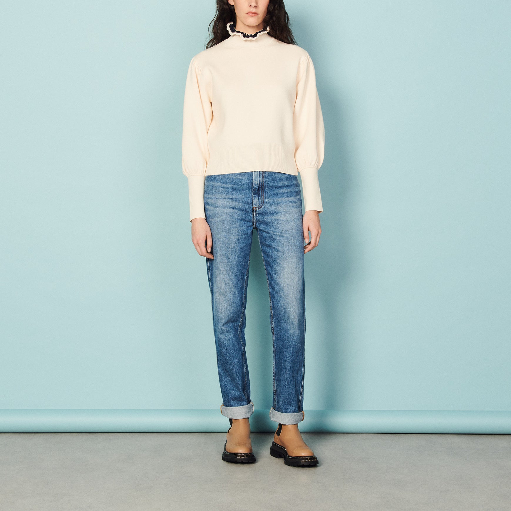 Pull à col montant fantaisie Sandro seconde main