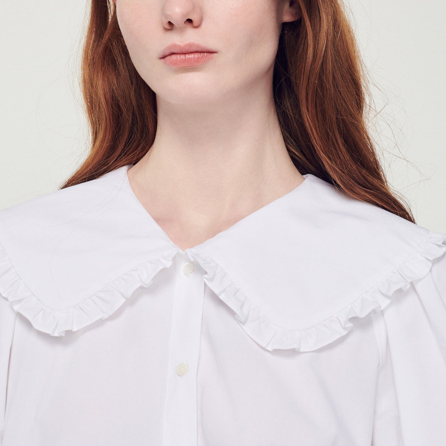 Chemise en popeline à col claudine Sandro seconde main