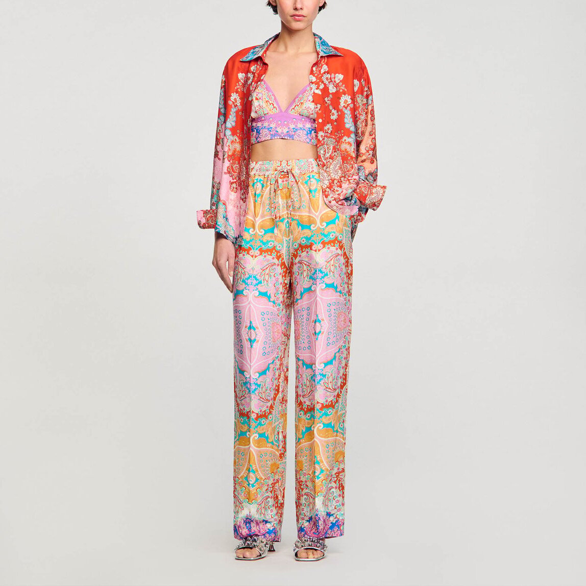 Pantalon fluide imprimé Sandro seconde main