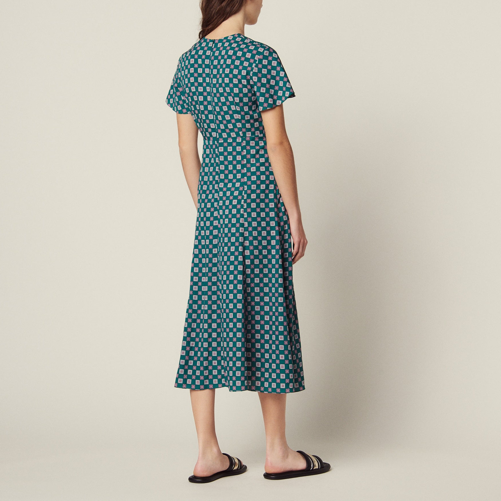 Robe fluide imprimée à manches courtes Sandro seconde main