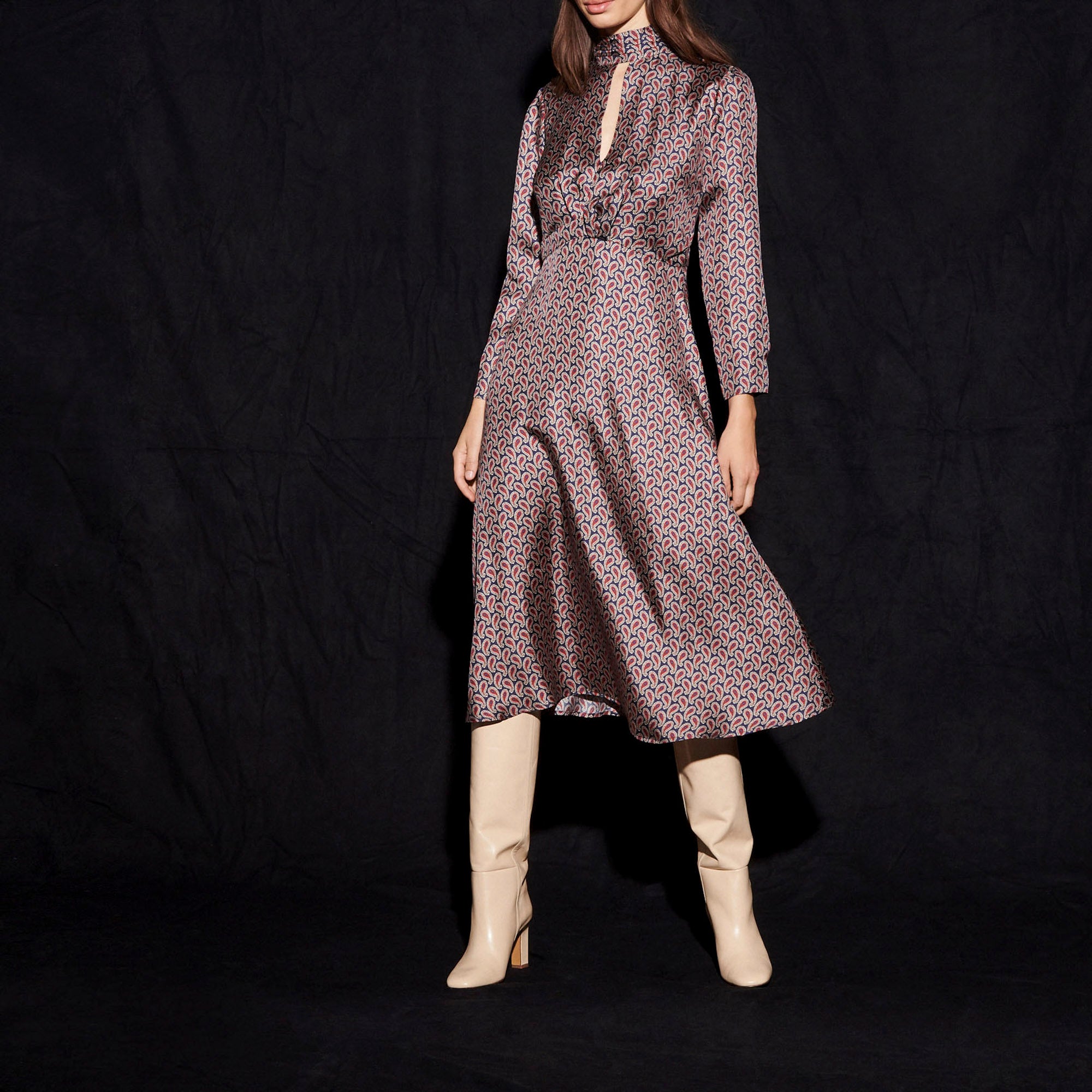 Robe en soie imprimée drapée Sandro seconde main