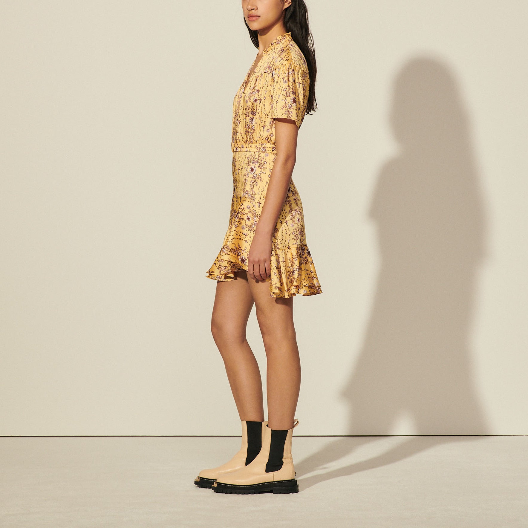 Robe courte imprimée à volants Sandro seconde main