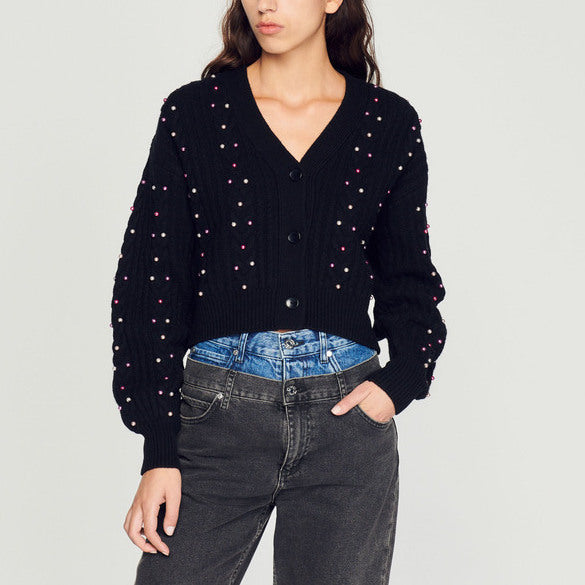 Cardigan en Maille orné de perles Sandro seconde main