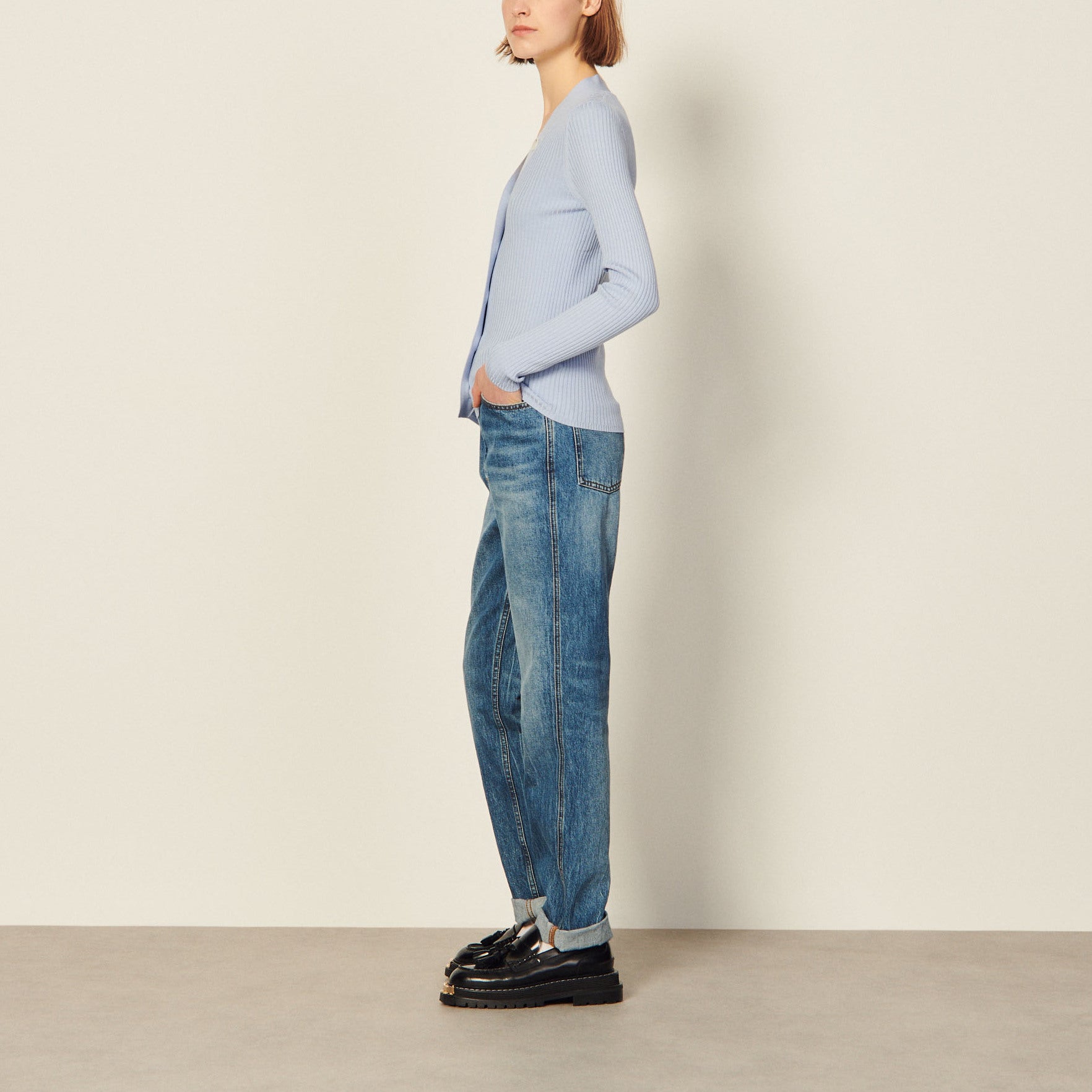 Cardigan en Maille fine côtelée Sandro seconde main