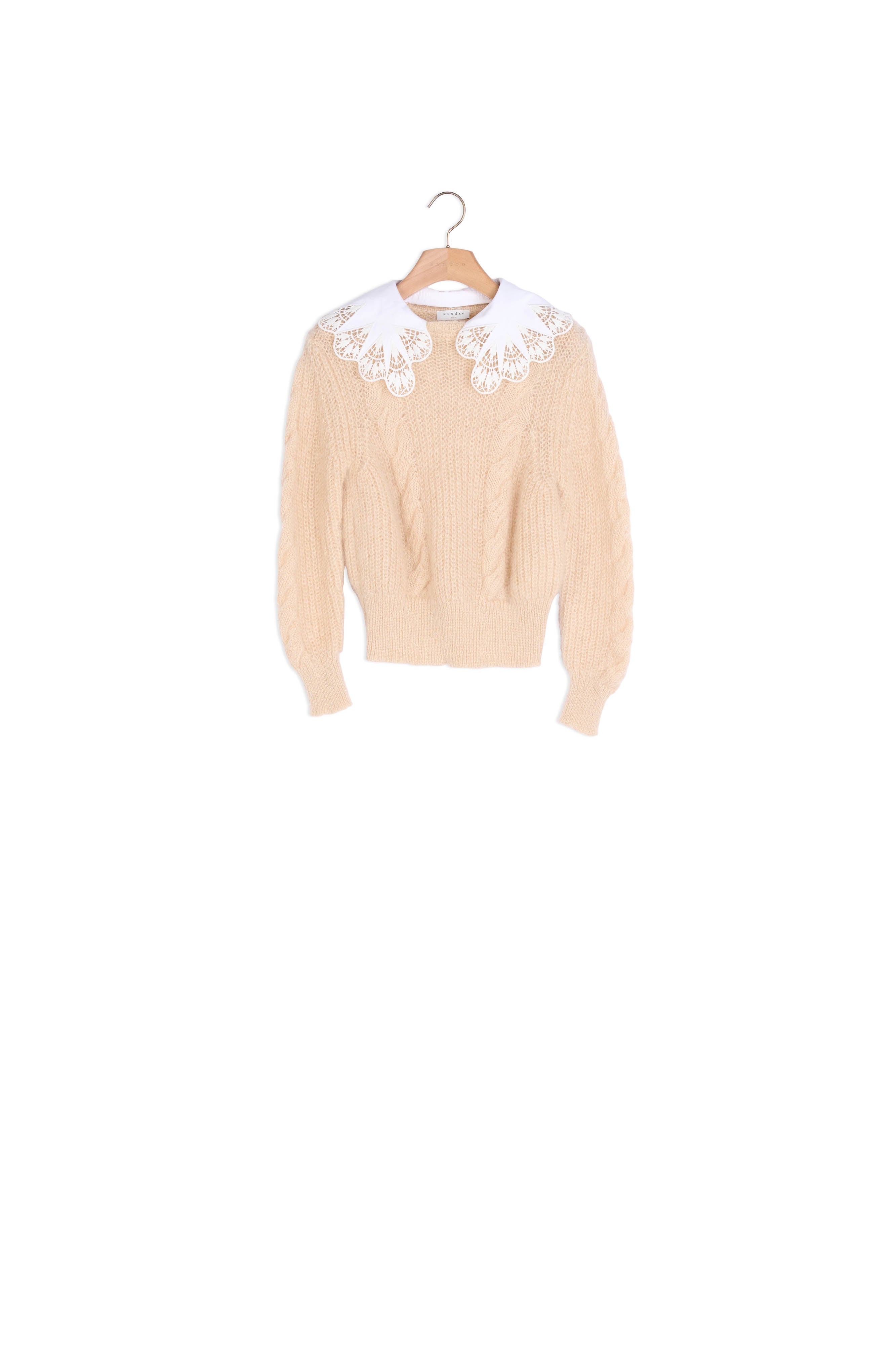 Pull court à grand col brodé Sandro seconde main