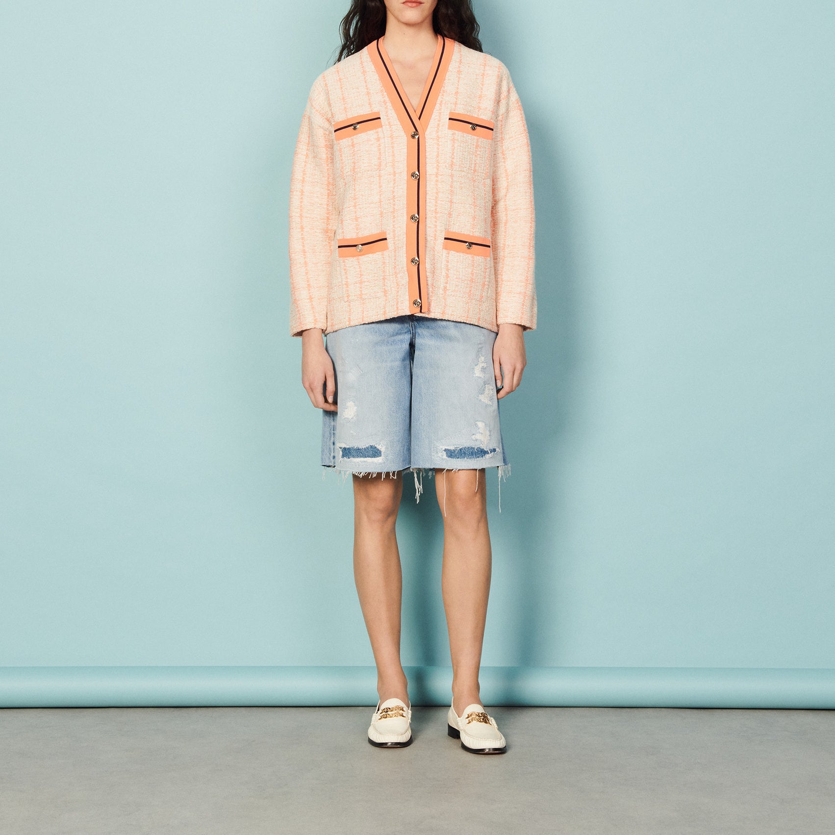 Cardi-coat en tweed Sandro seconde main