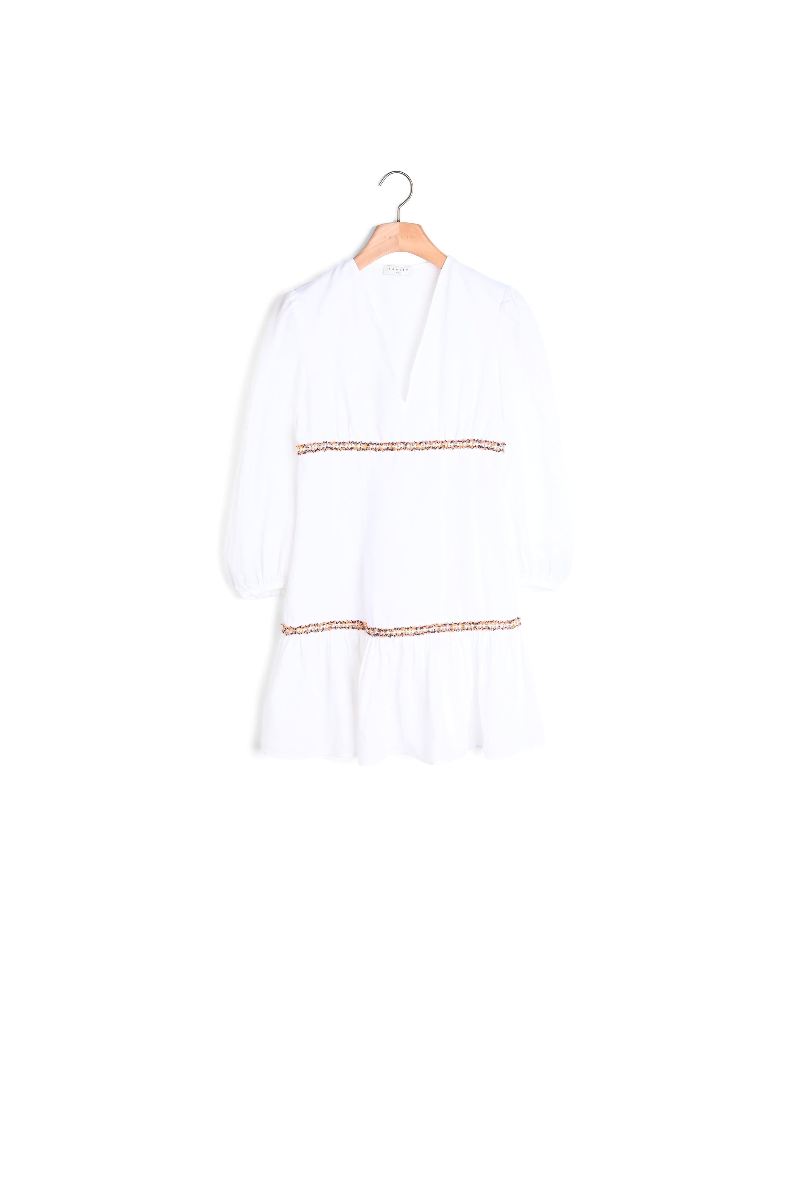 Robe courte en ramie avec galon frangé Sandro seconde main