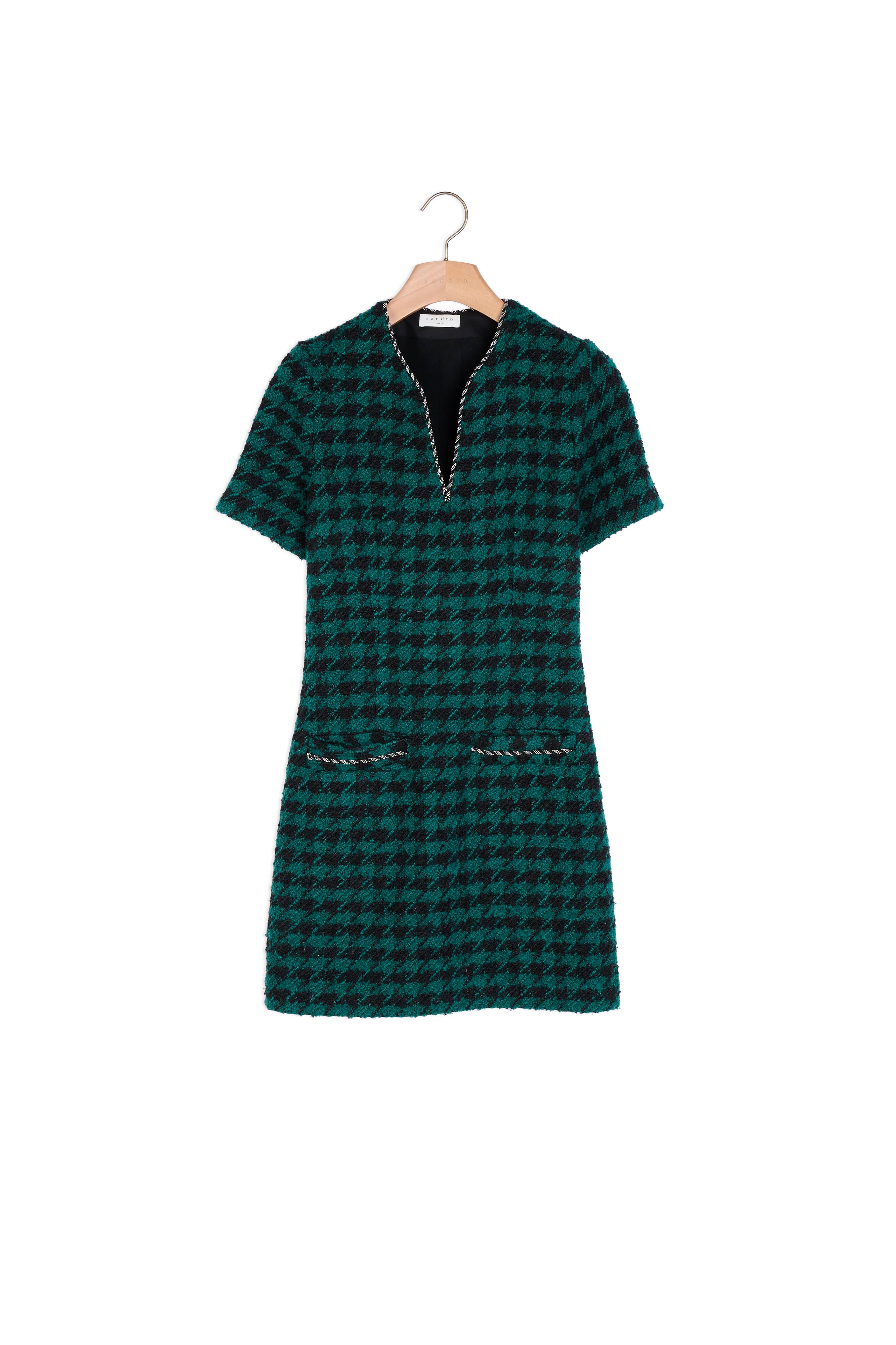 Robe courte en tweed et galon fantaisie Sandro seconde main