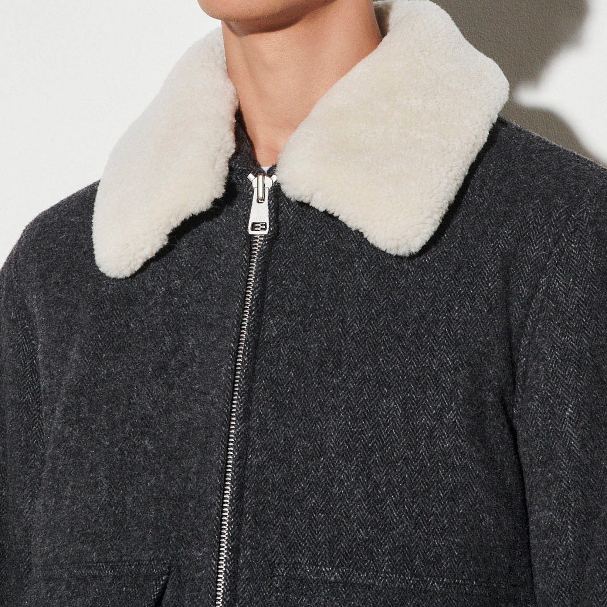 Blouson aviateur en drap de laine Sandro seconde main