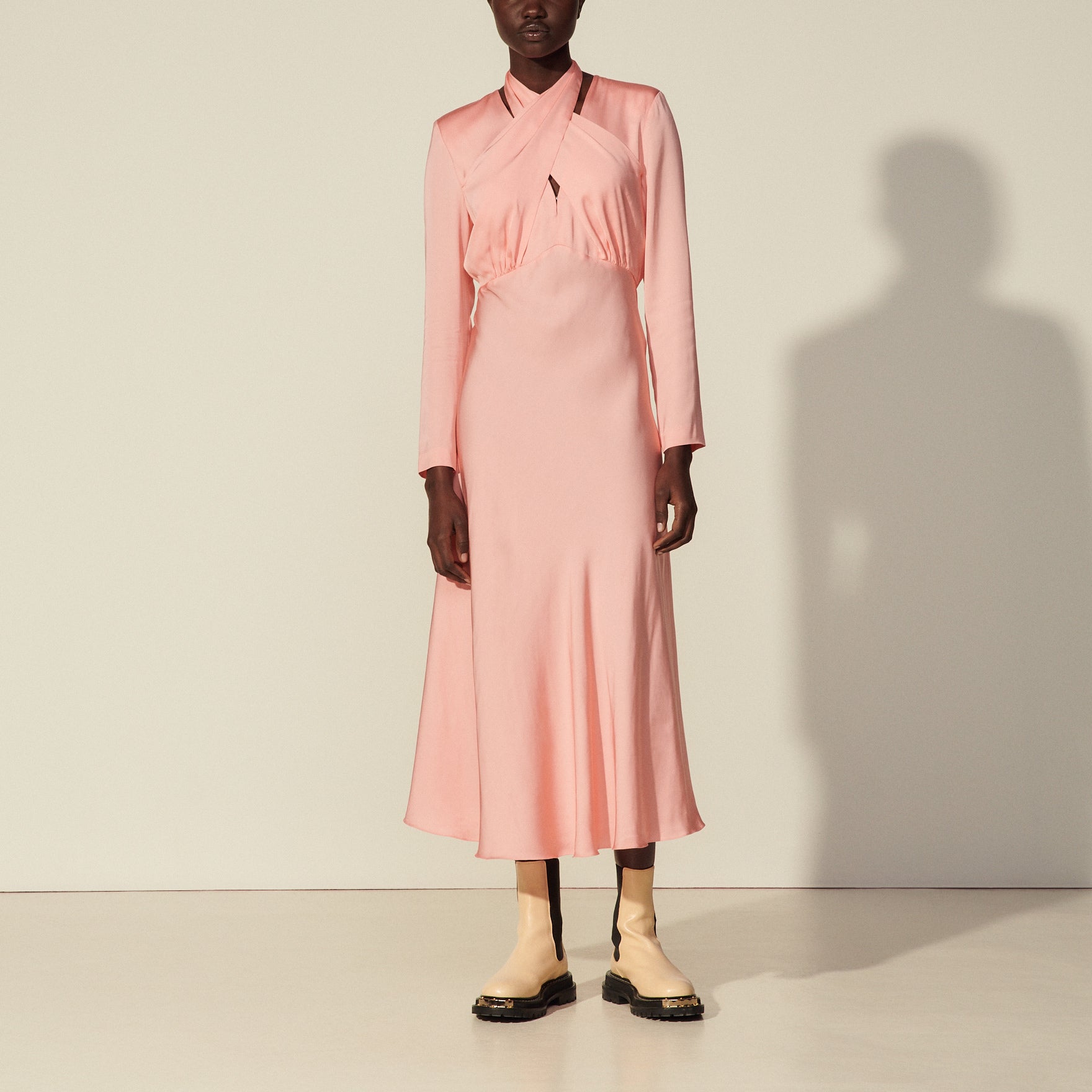 Robe longue avec encolure drapée Sandro seconde main