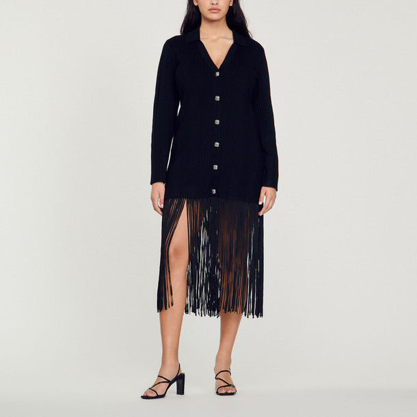 Robe longue à franges Sandro seconde main