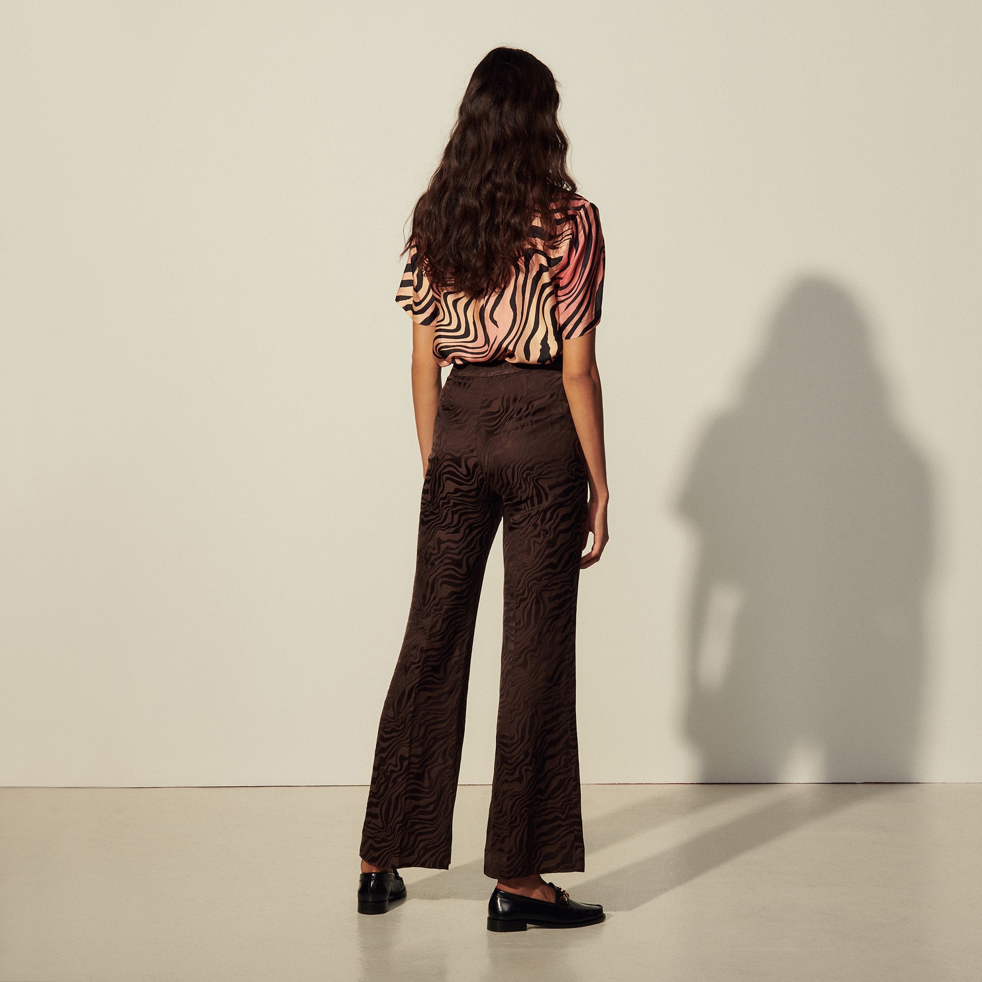 Pantalon taille haute en jacquard Sandro seconde main