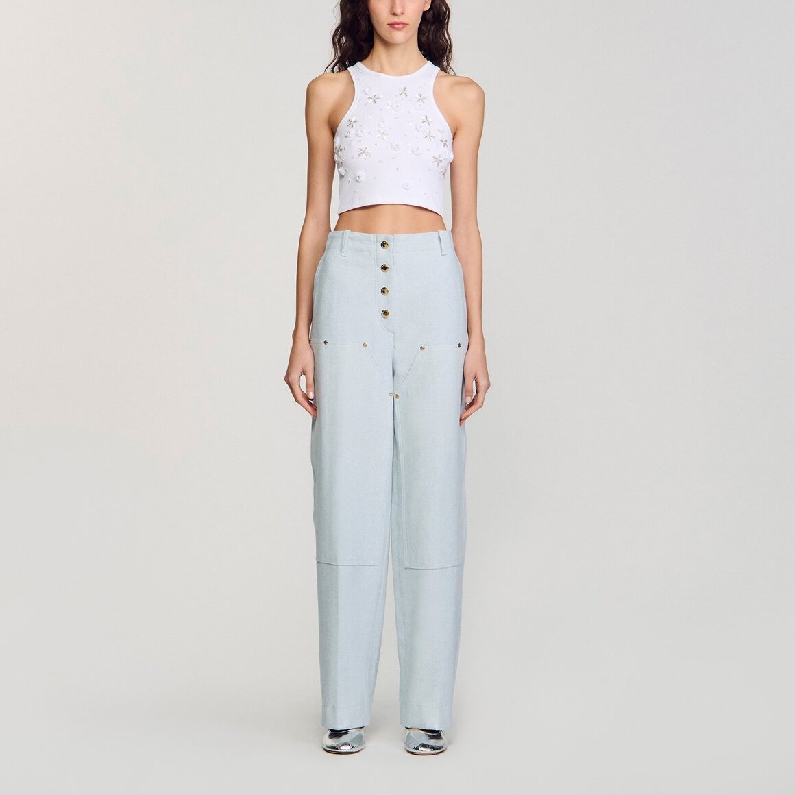 Débardeur perlé et strassé Sandro seconde main