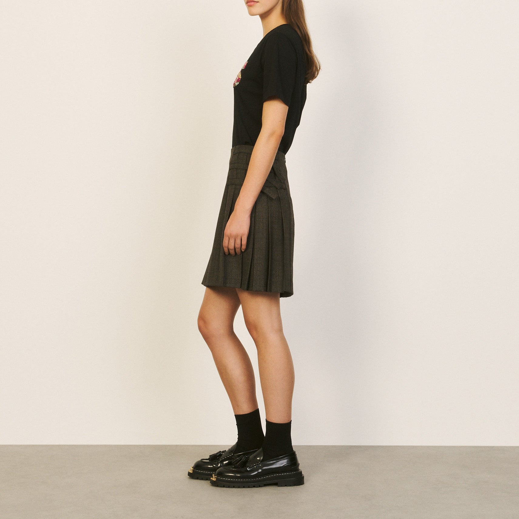 Jupe Beige / Bleu Sandro seconde main