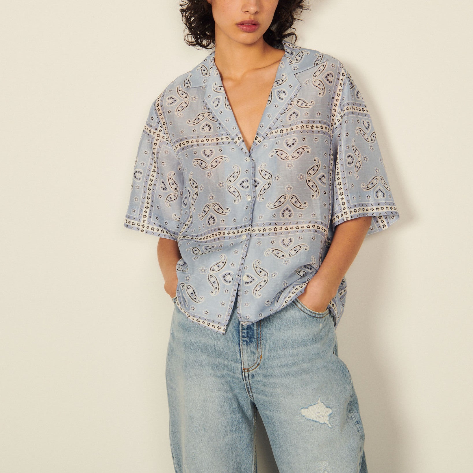 Chemise manches courtes imprimé bandana Sandro seconde main