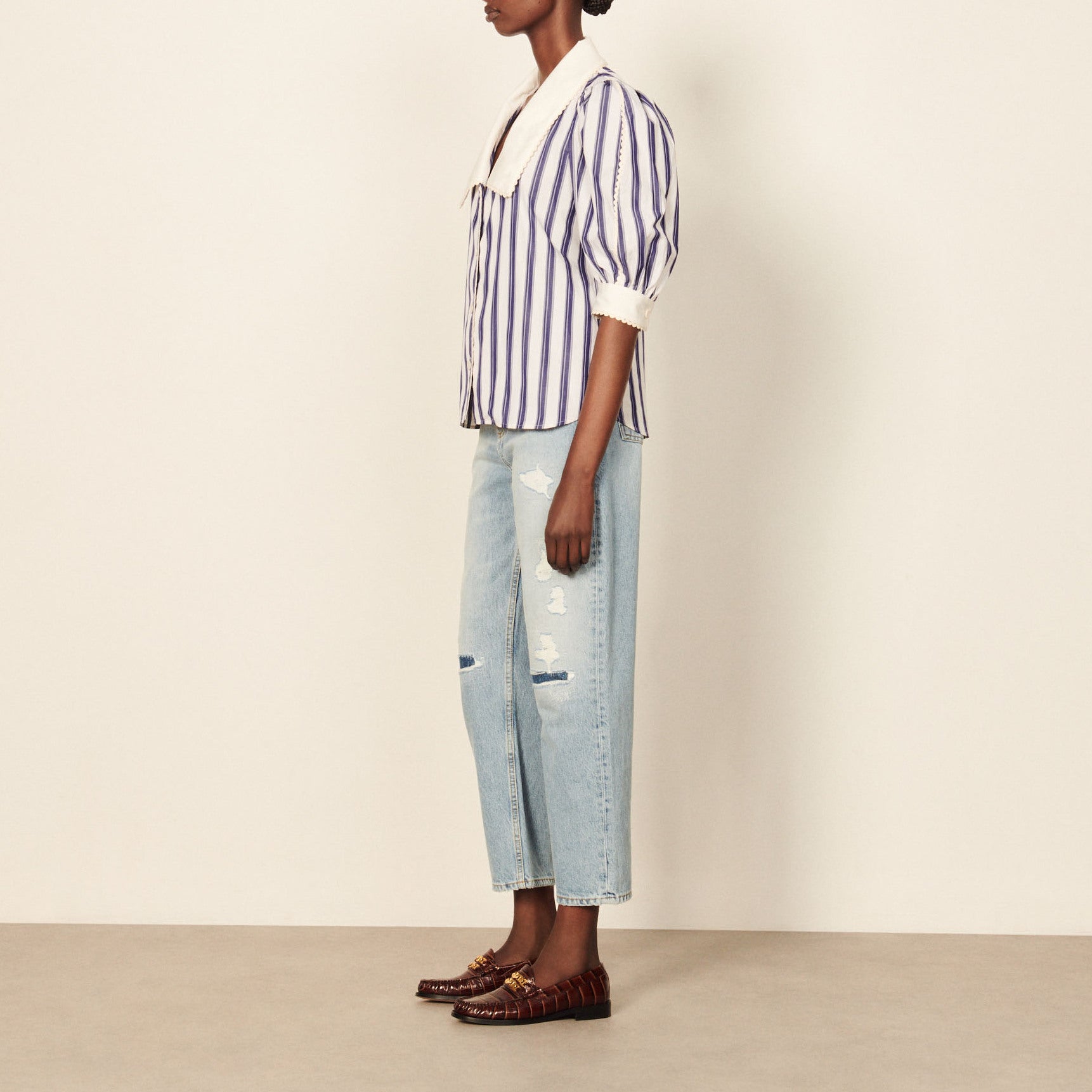 Chemise rayée à col oversize Sandro seconde main