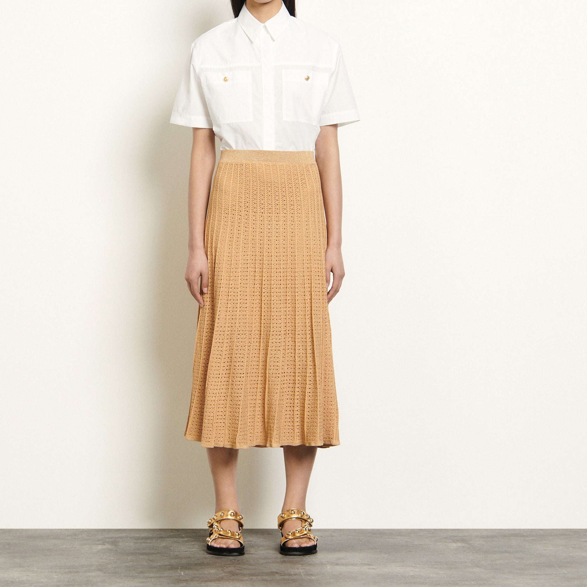 Jupe longue en pointelle fantaisie Sandro seconde main