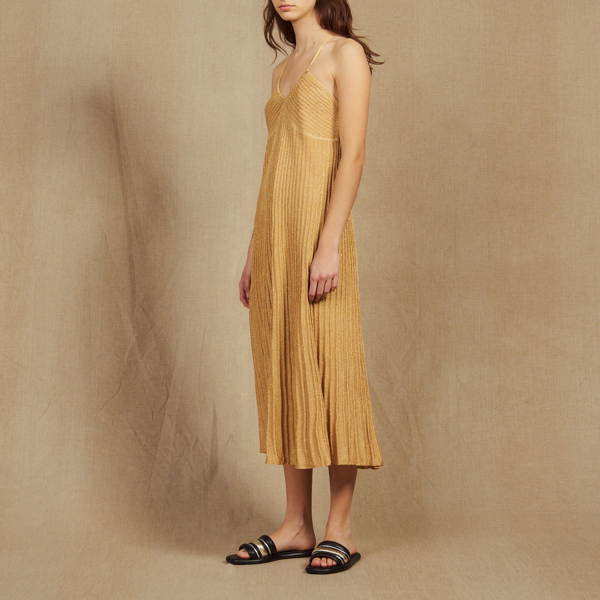 Robe longue en Maille lurex plissée Sandro seconde main
