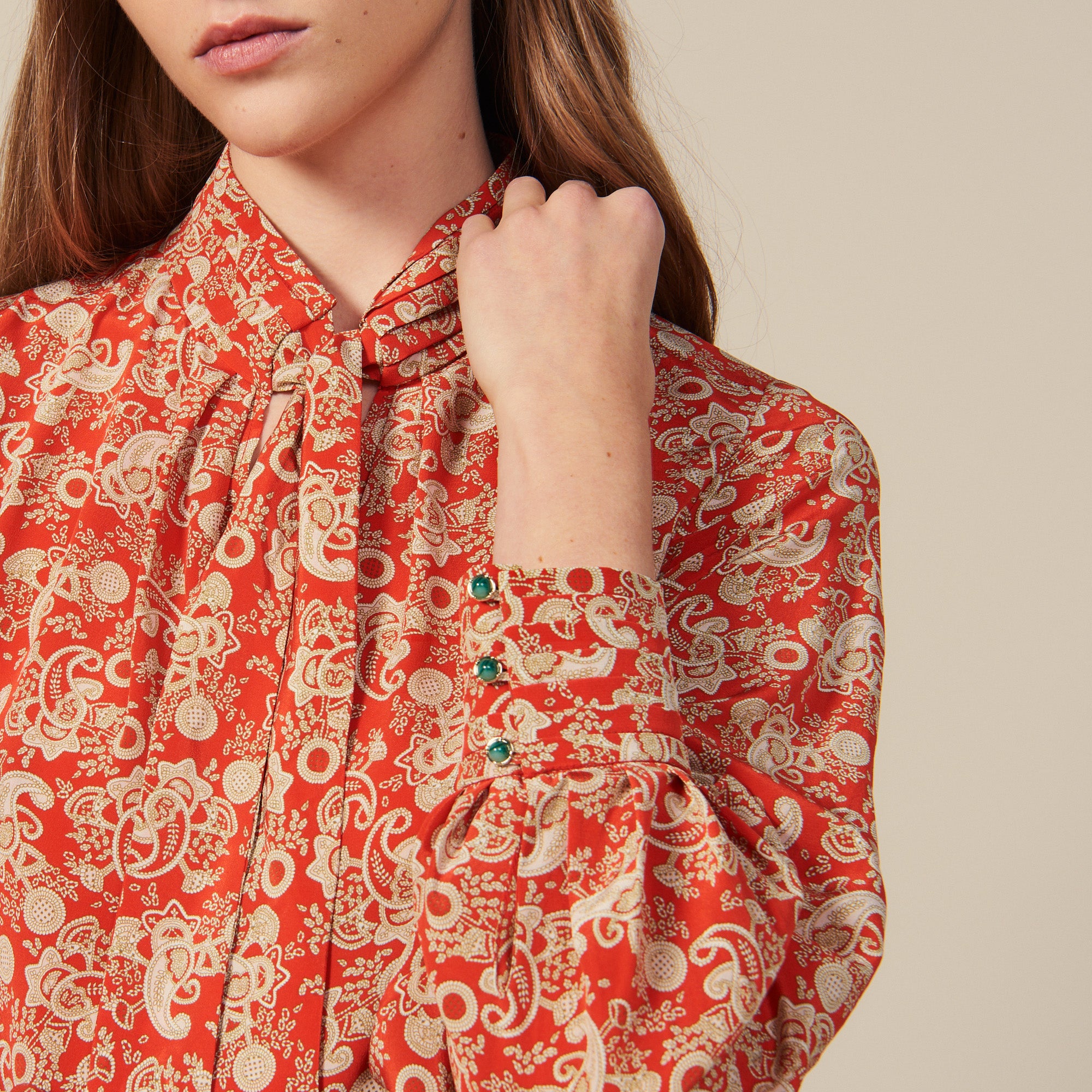 Robe longue imprimée en soie Sandro seconde main