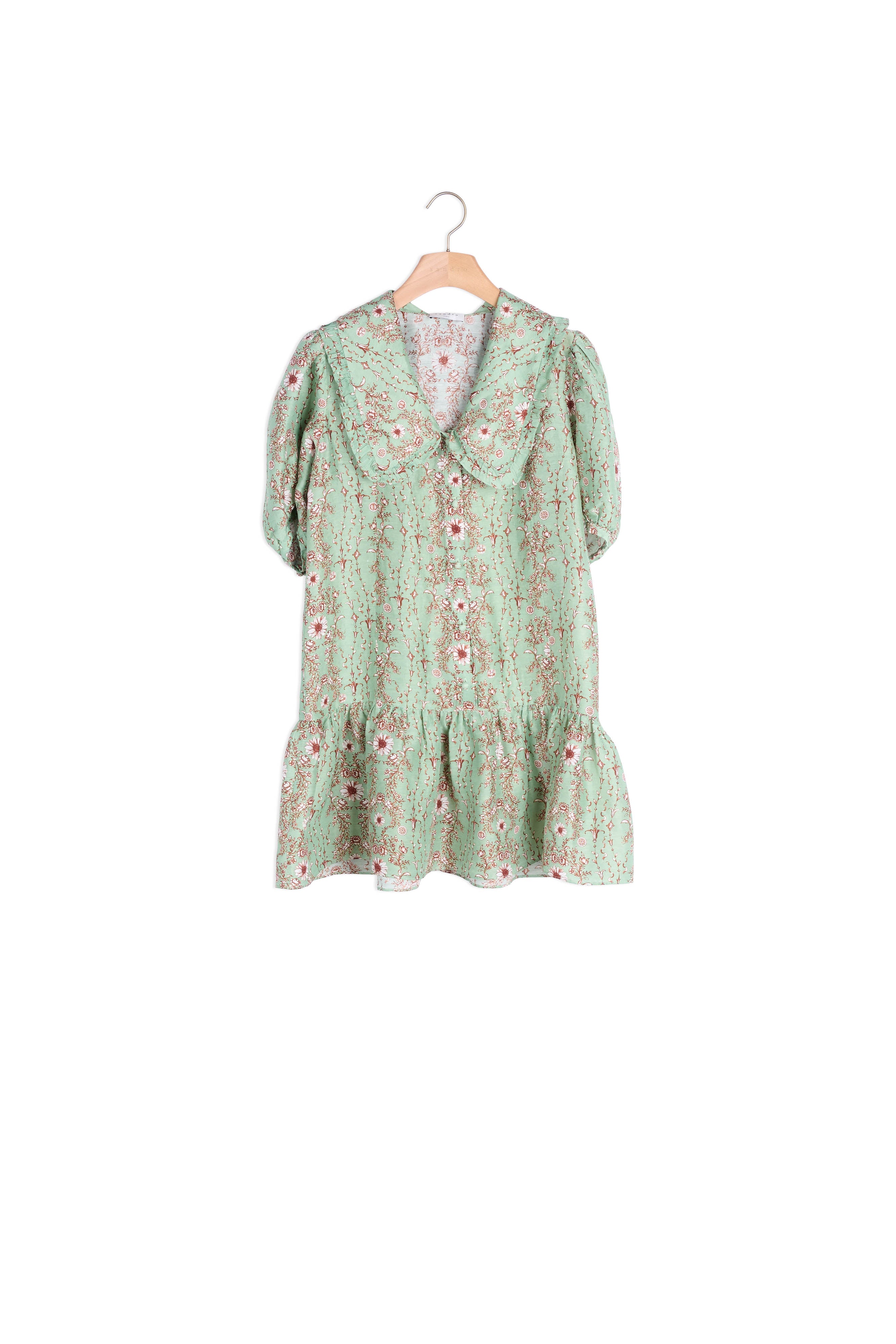 Robe courte imprimée à grand col Sandro seconde main