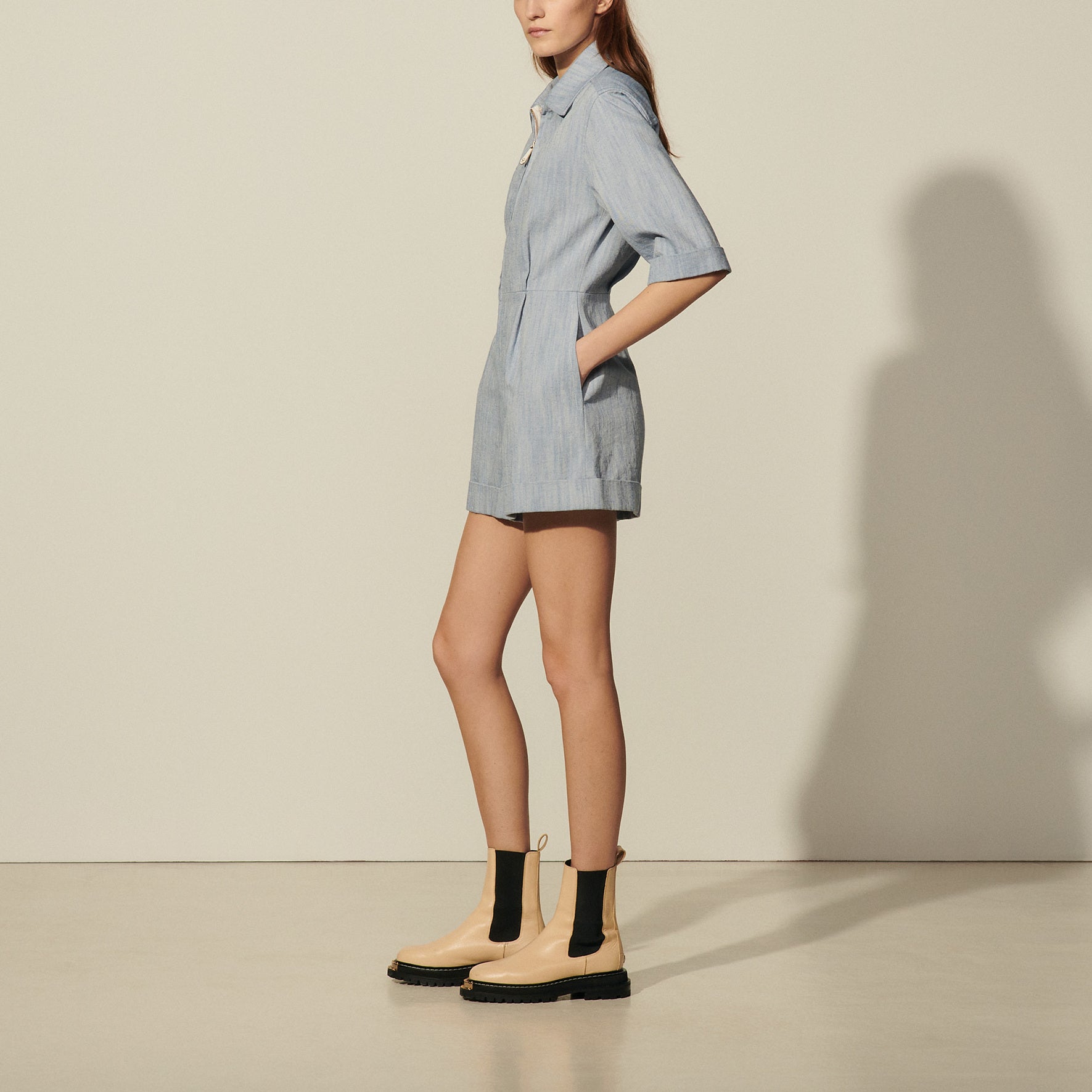 Combinaison Short en lin et coton Sandro seconde main