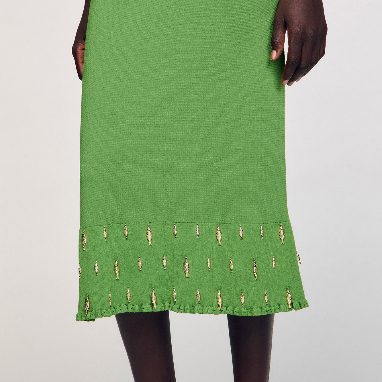 Jupe longue en maille à pampilles Sandro seconde main