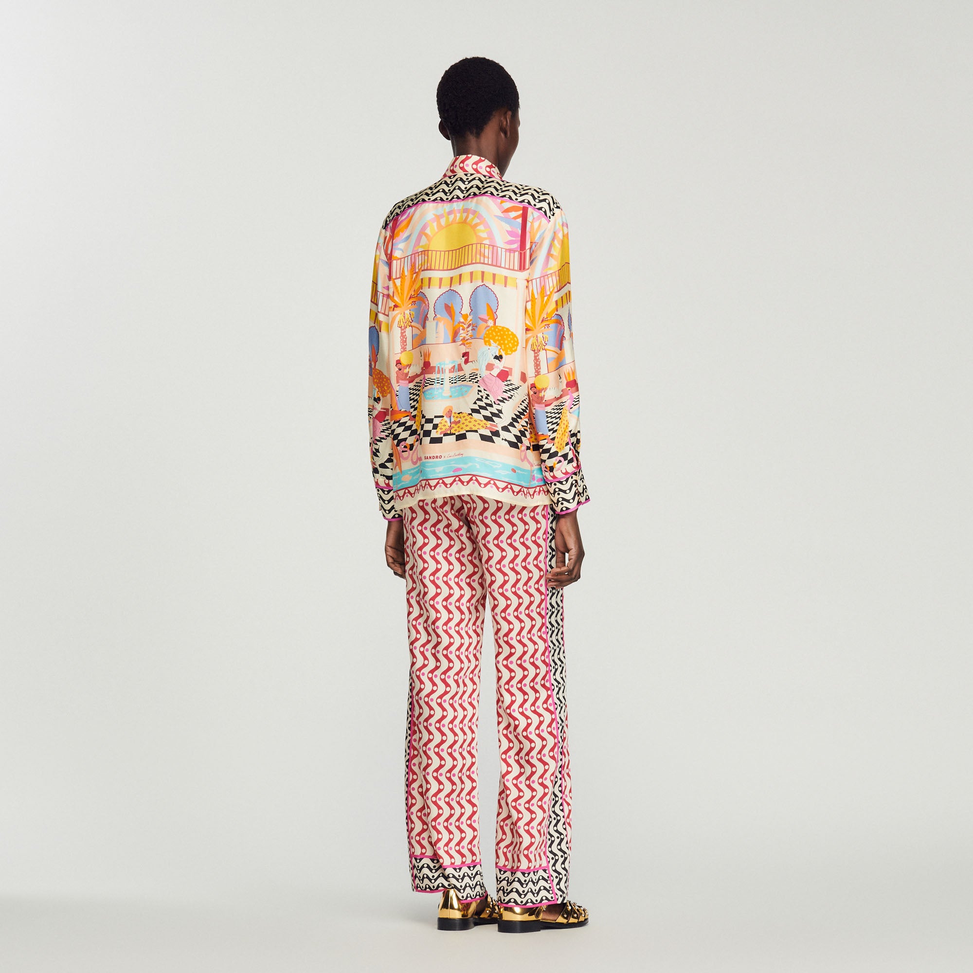 Chemise en soie imprimée Sandro seconde main