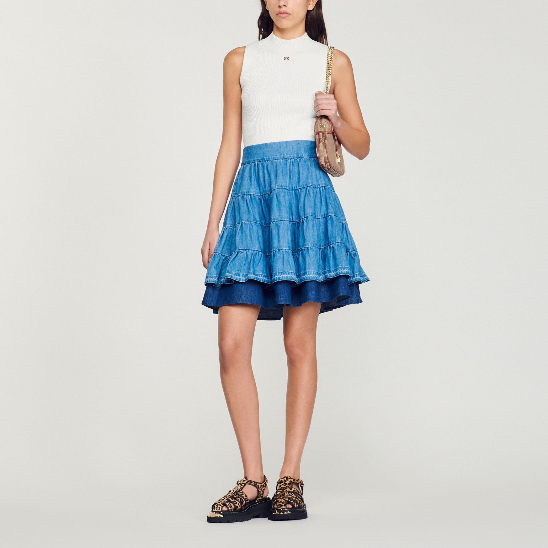 Jupe courte en denim Sandro seconde main