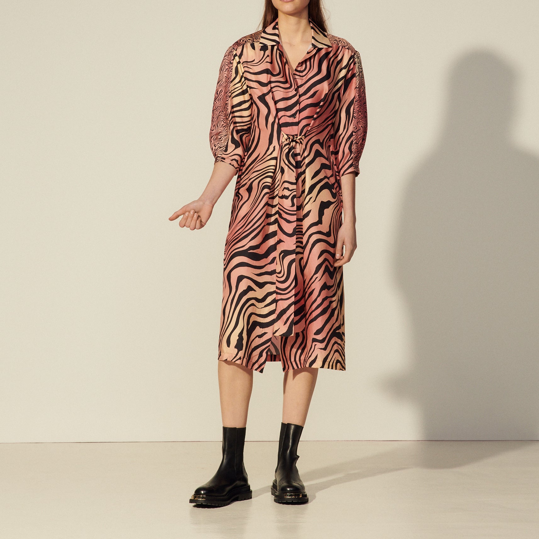 Robe longue imprimée en soie Sandro seconde main