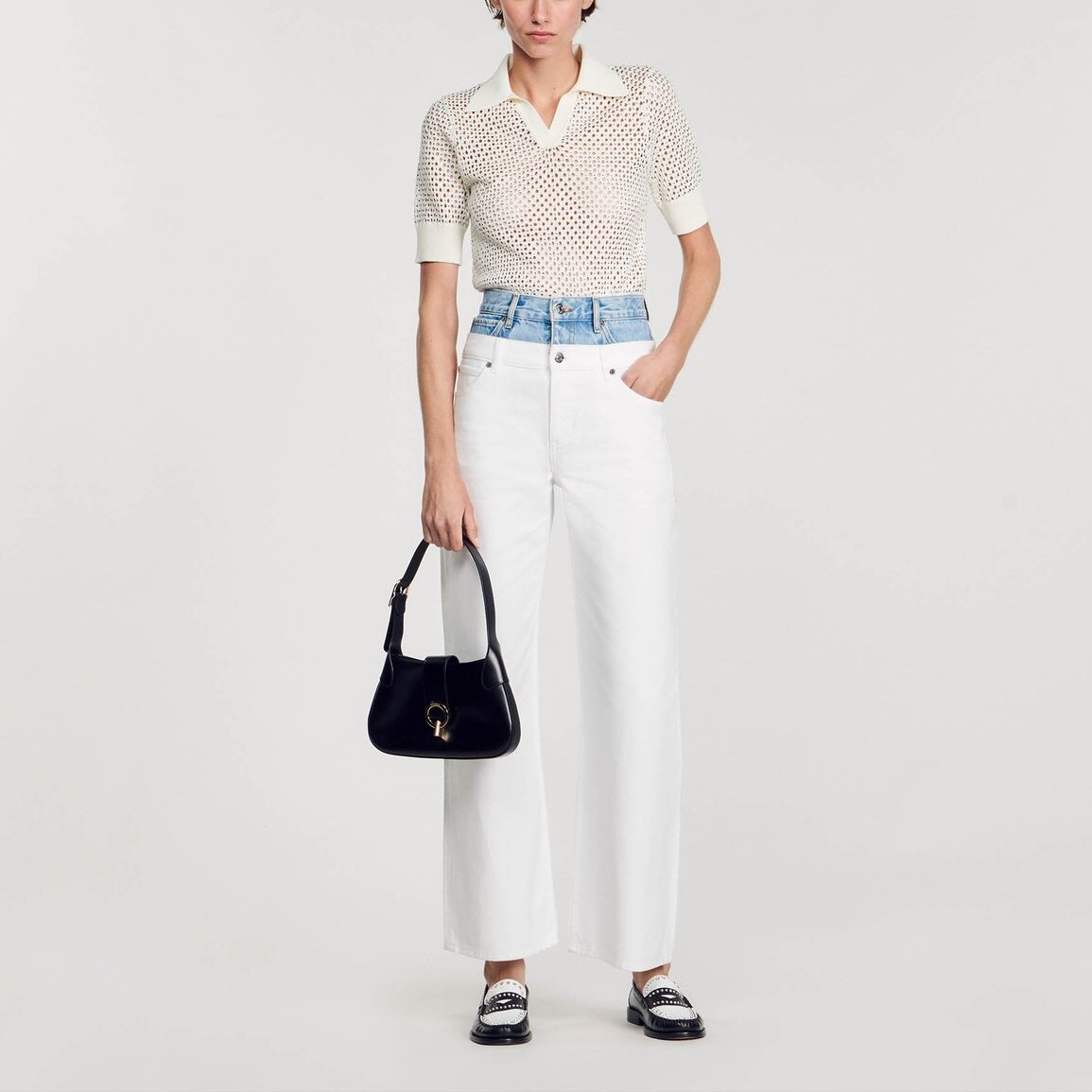 Jean double ceinture bicolore Sandro seconde main