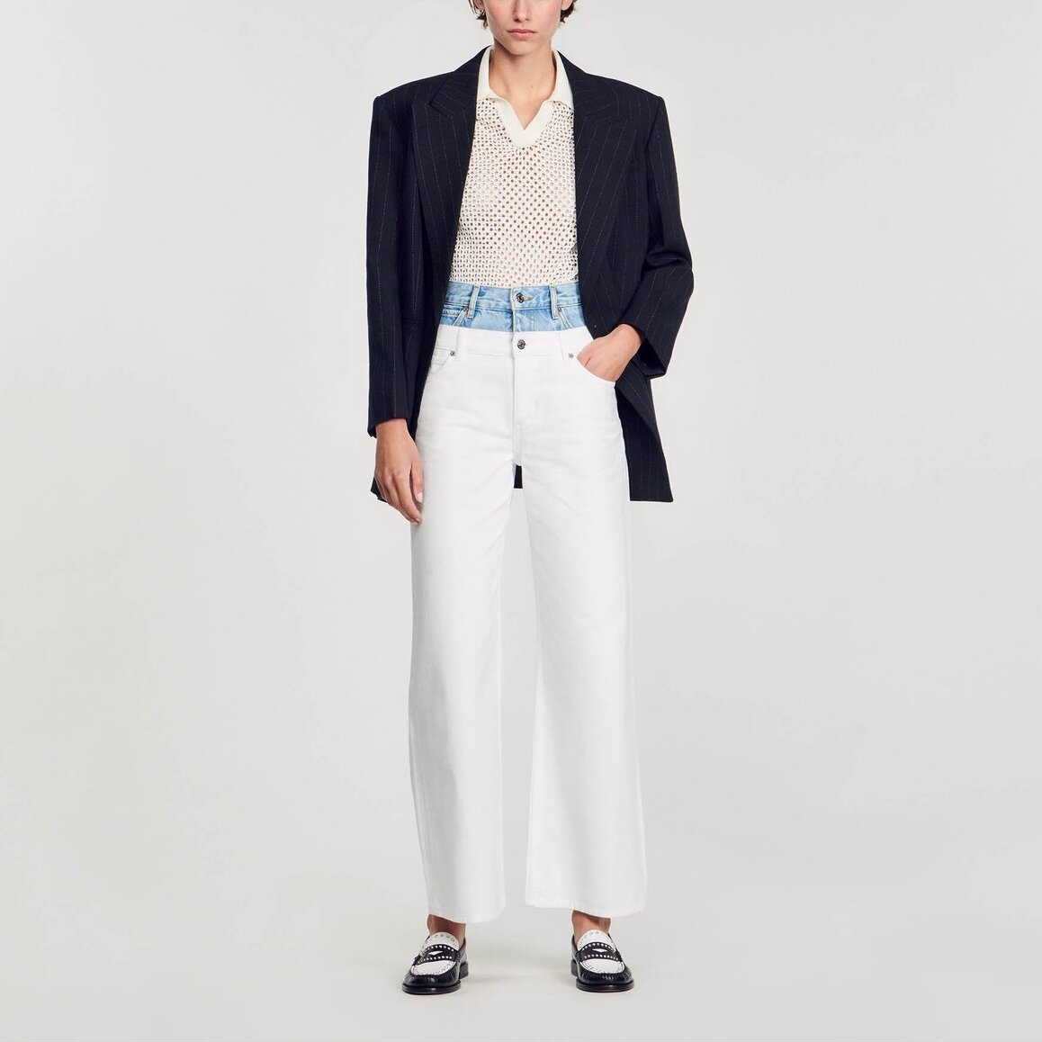 Jean double ceinture bicolore Sandro seconde main